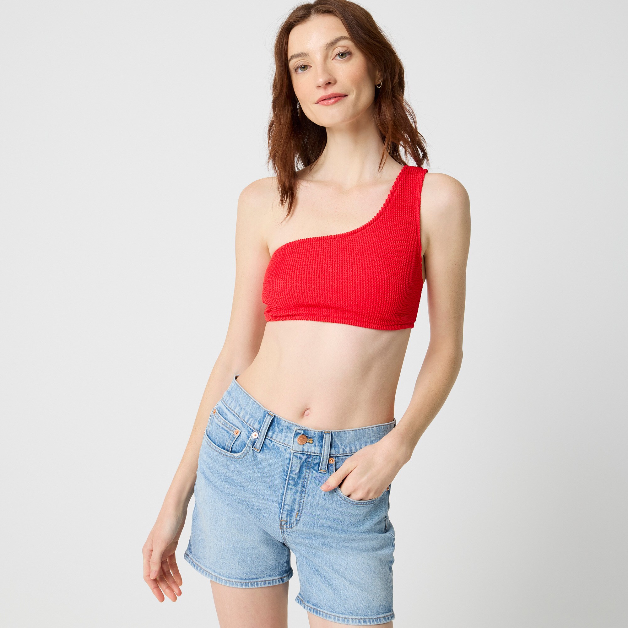 Scrunchie one-shoulder bikini top