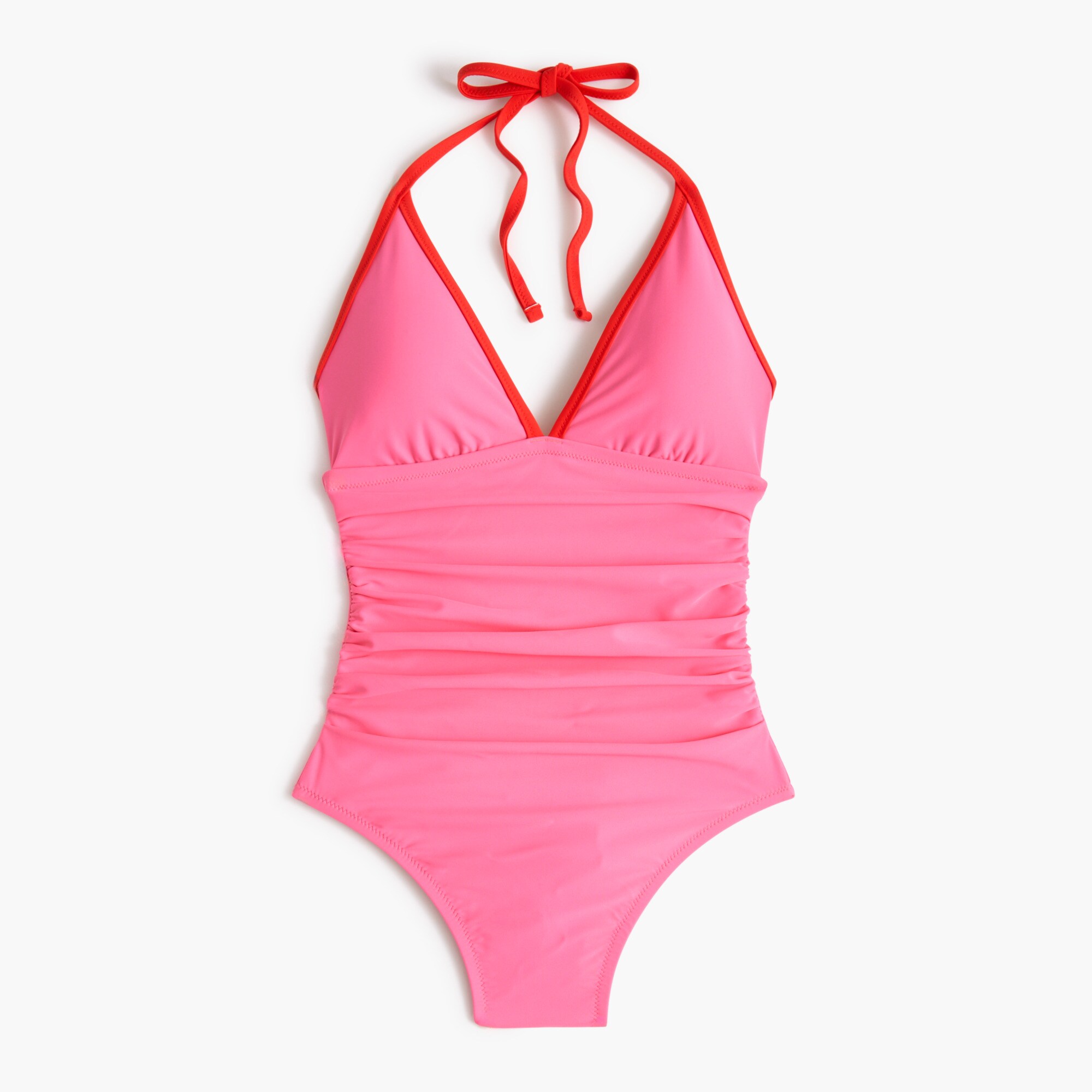 Tipped ruched one-piece swimsuit
