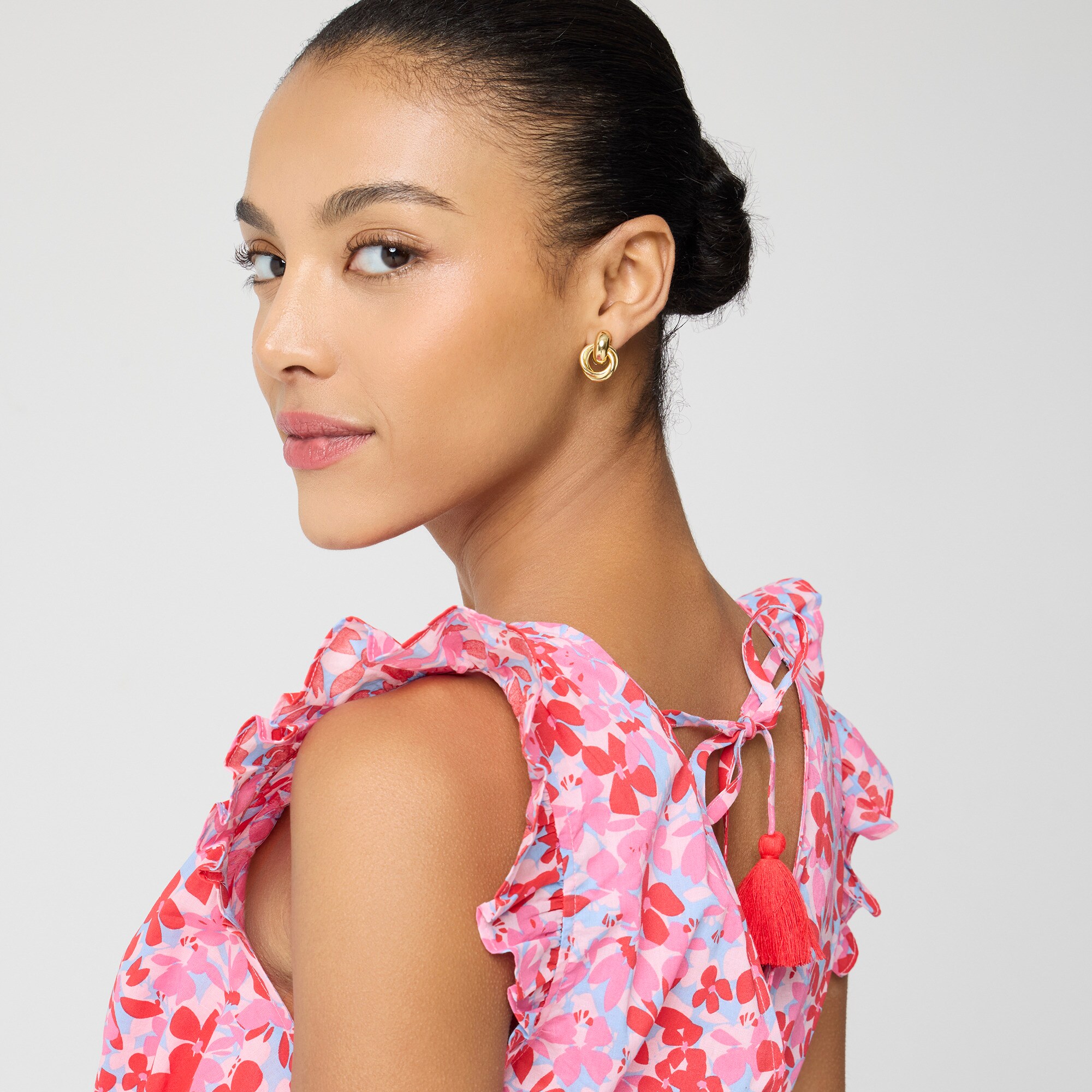 Tie-back midi beach dress