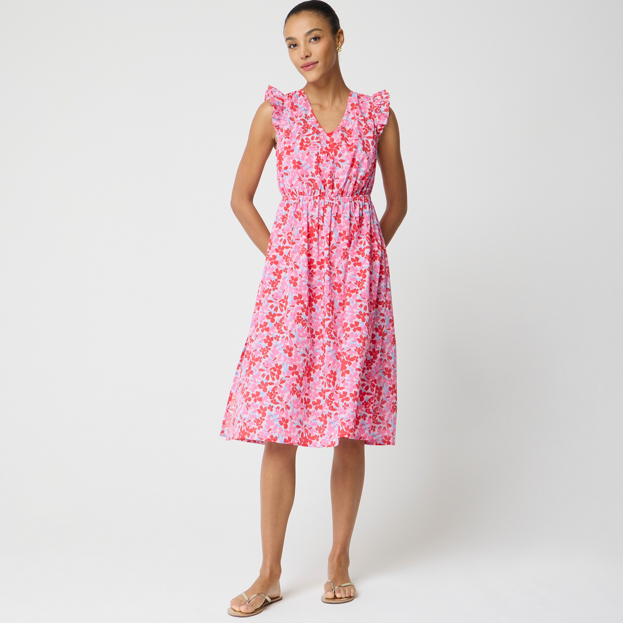 Tie-back midi beach dress