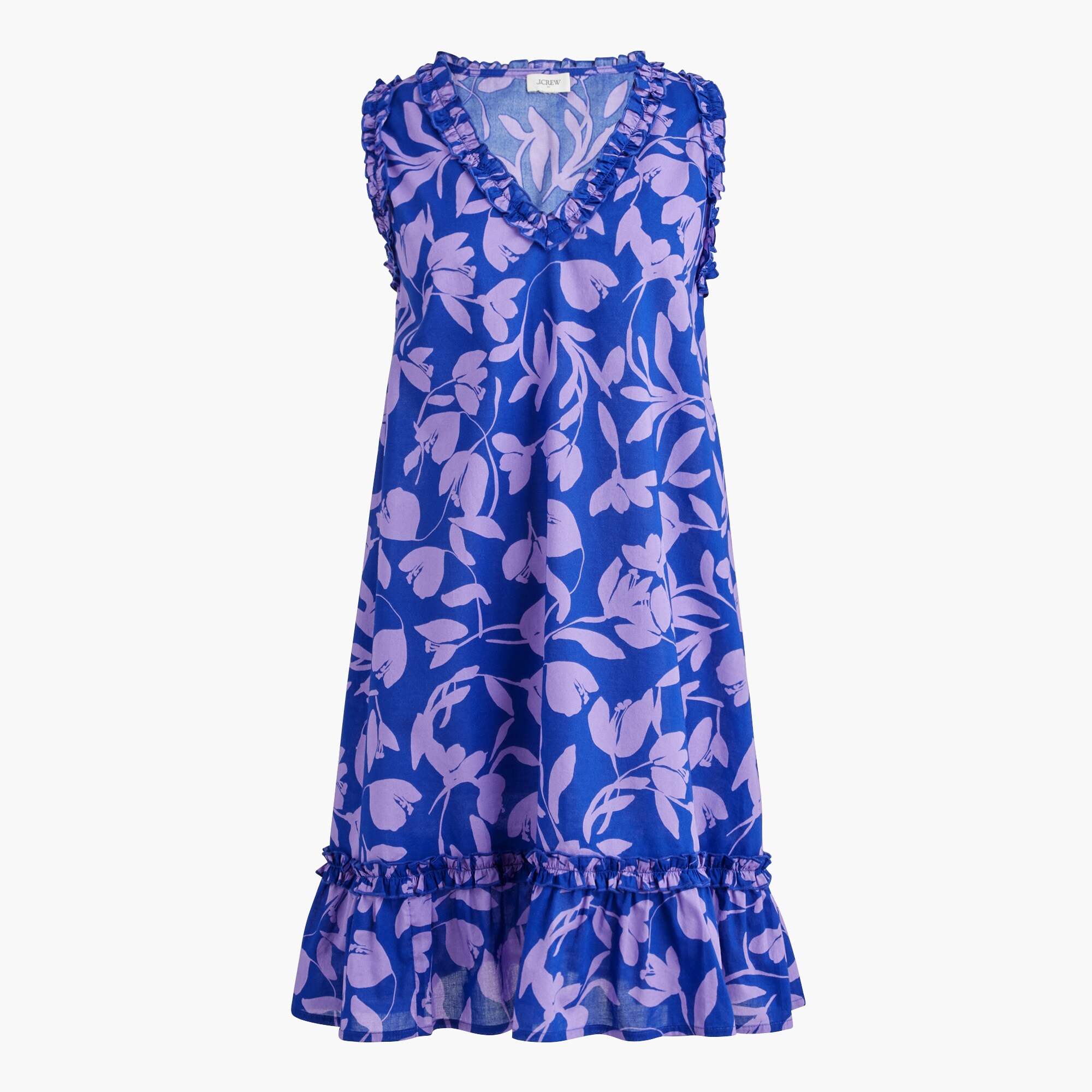 j crew factory cotton ruffle dress Ruffle-sleeve Mini Shirt-dress For Women