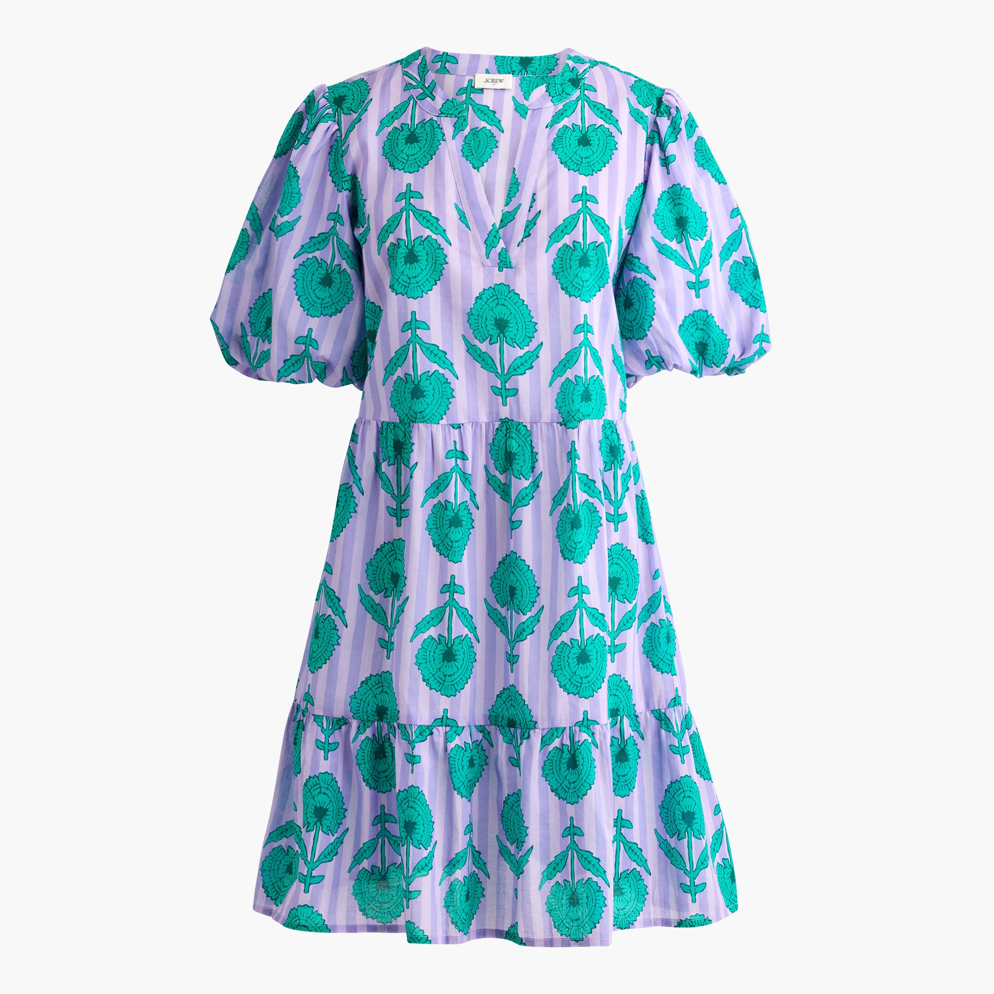 Tiered puff-sleeve cover-up