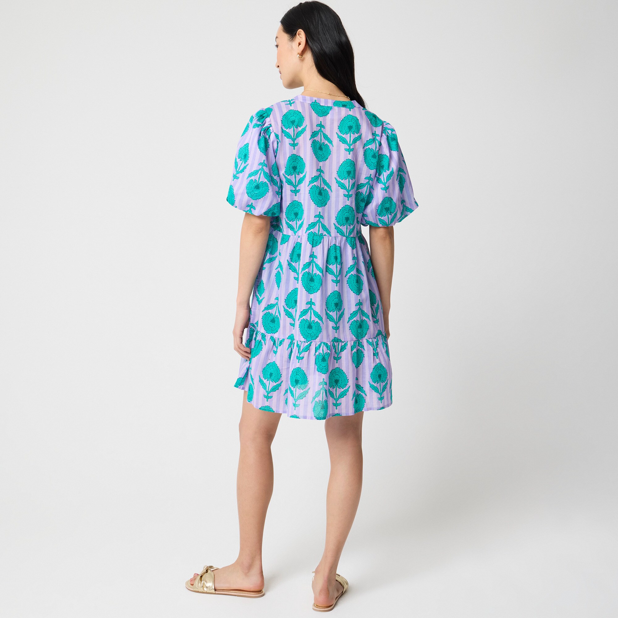 Tiered puff-sleeve cover-up