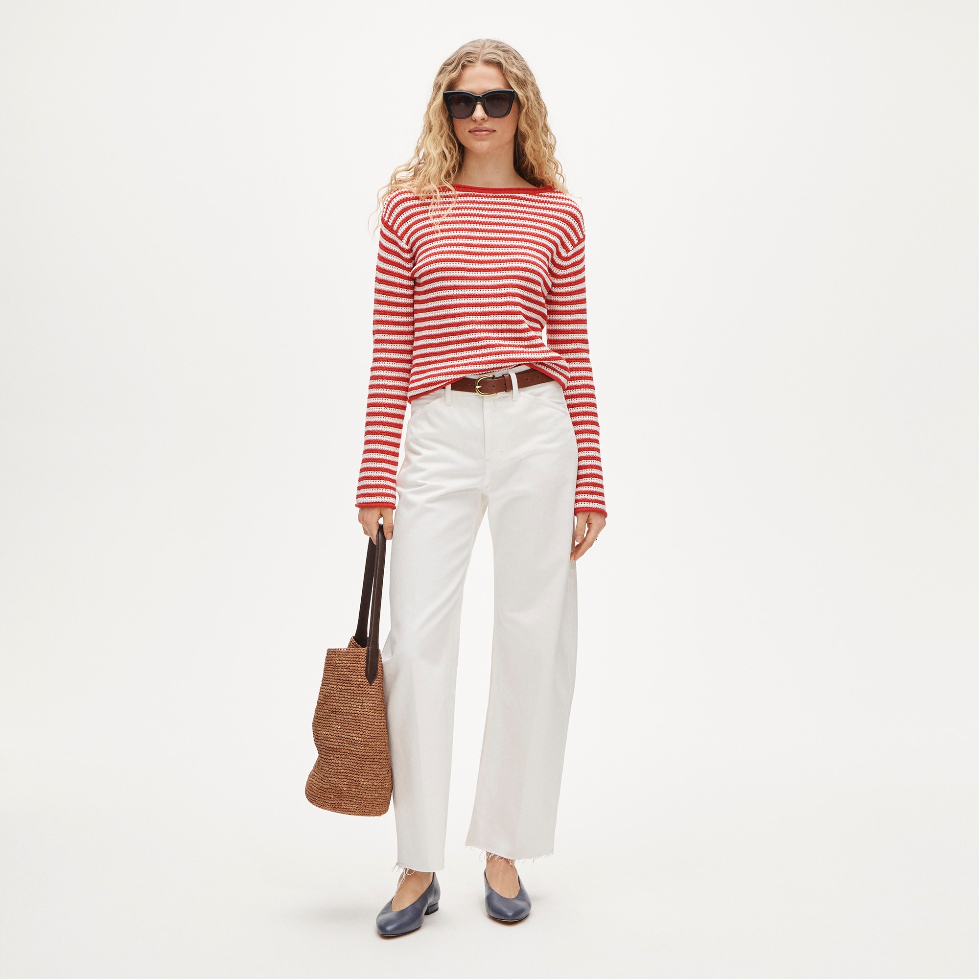 Boatneck sweater in stripe - image 4