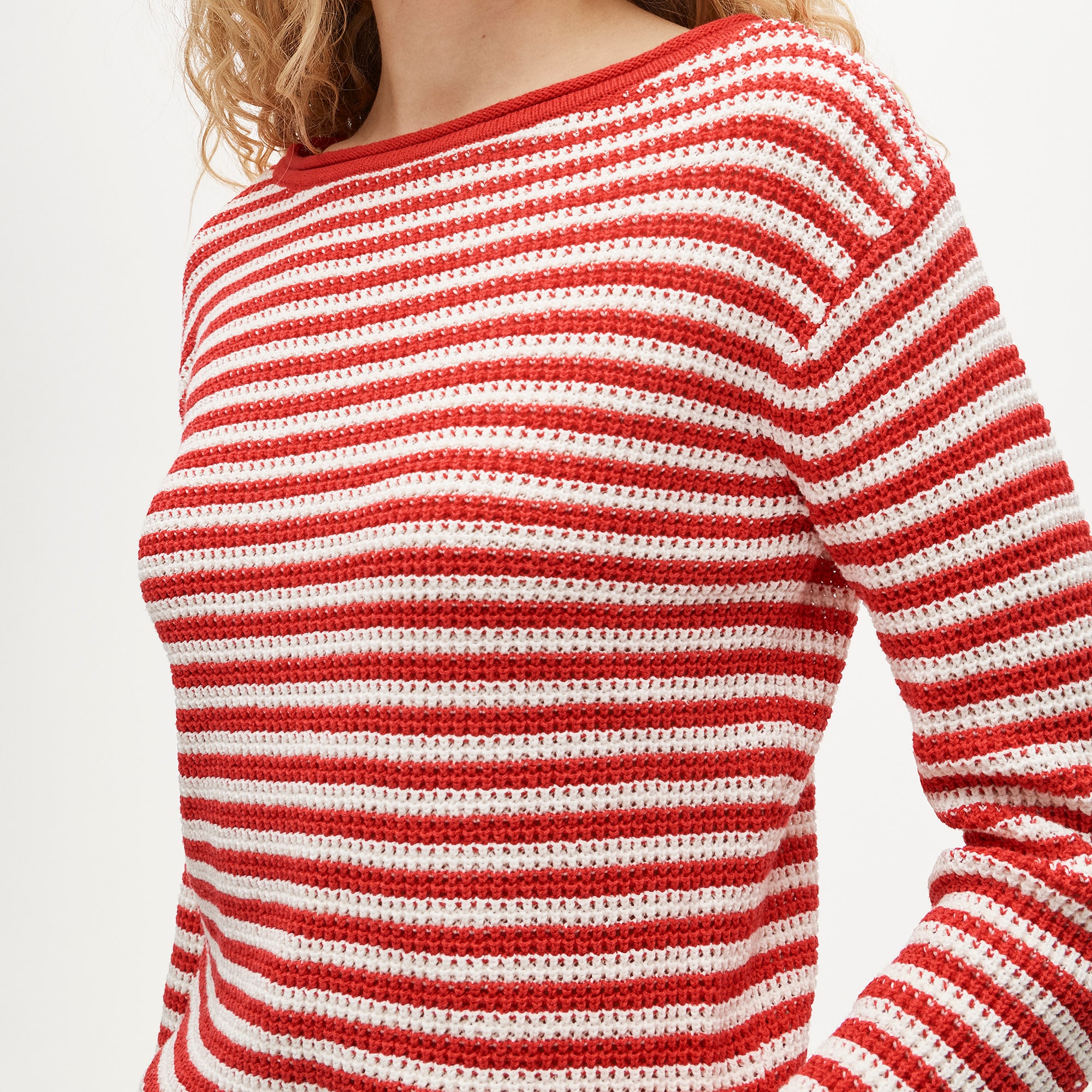 Boatneck sweater in stripe - image 5