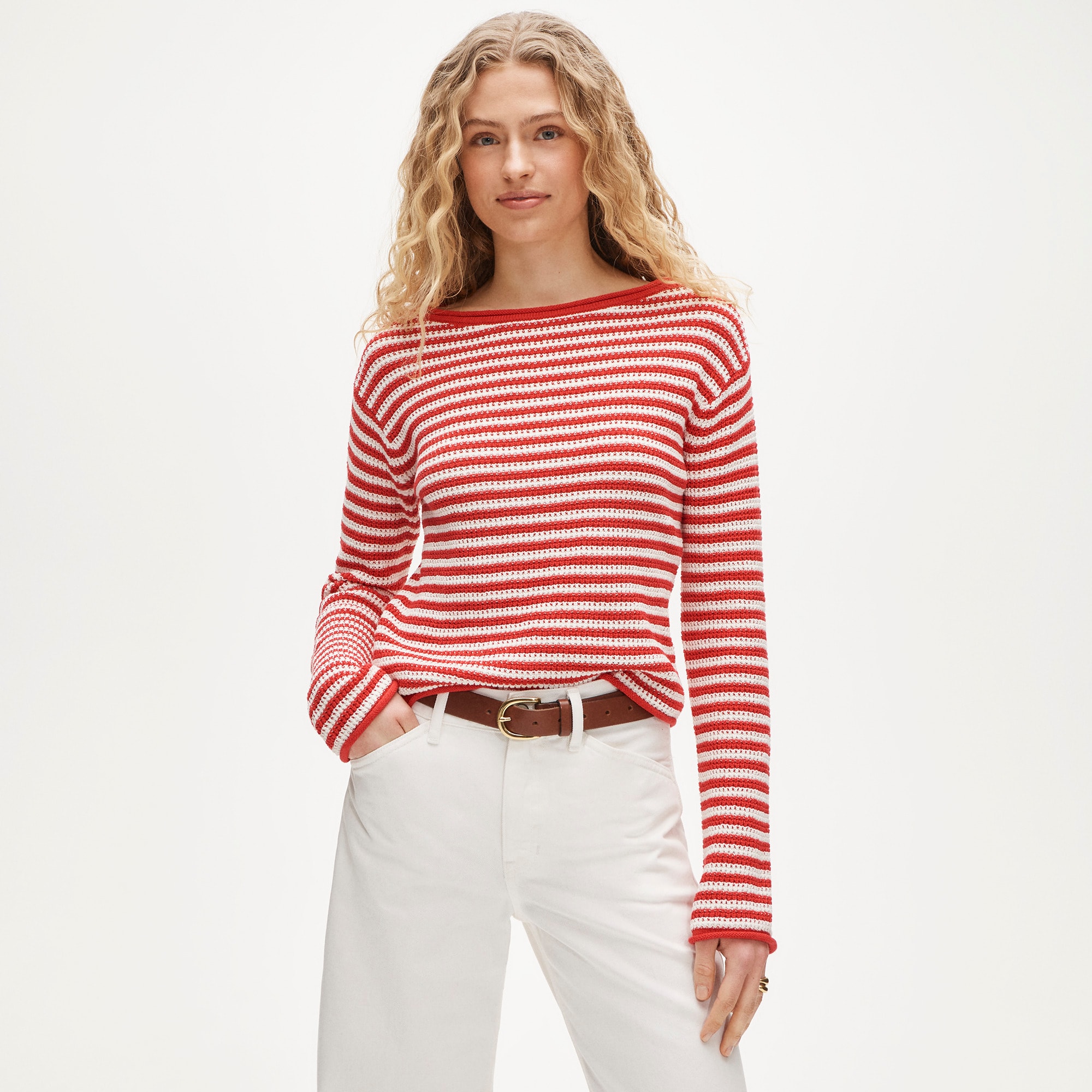 Boatneck sweater in stripe - image 3