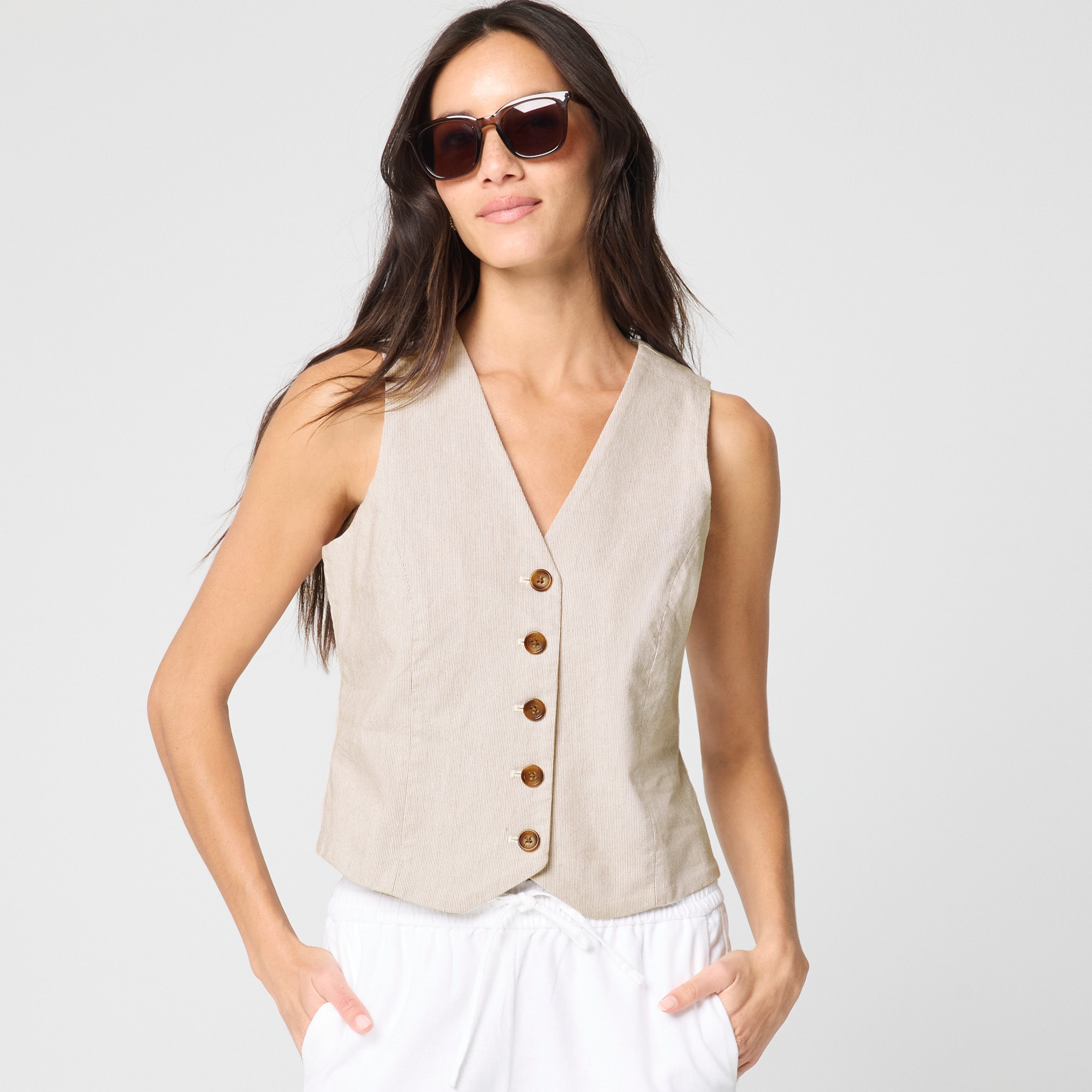 Striped button-front vest - image 4