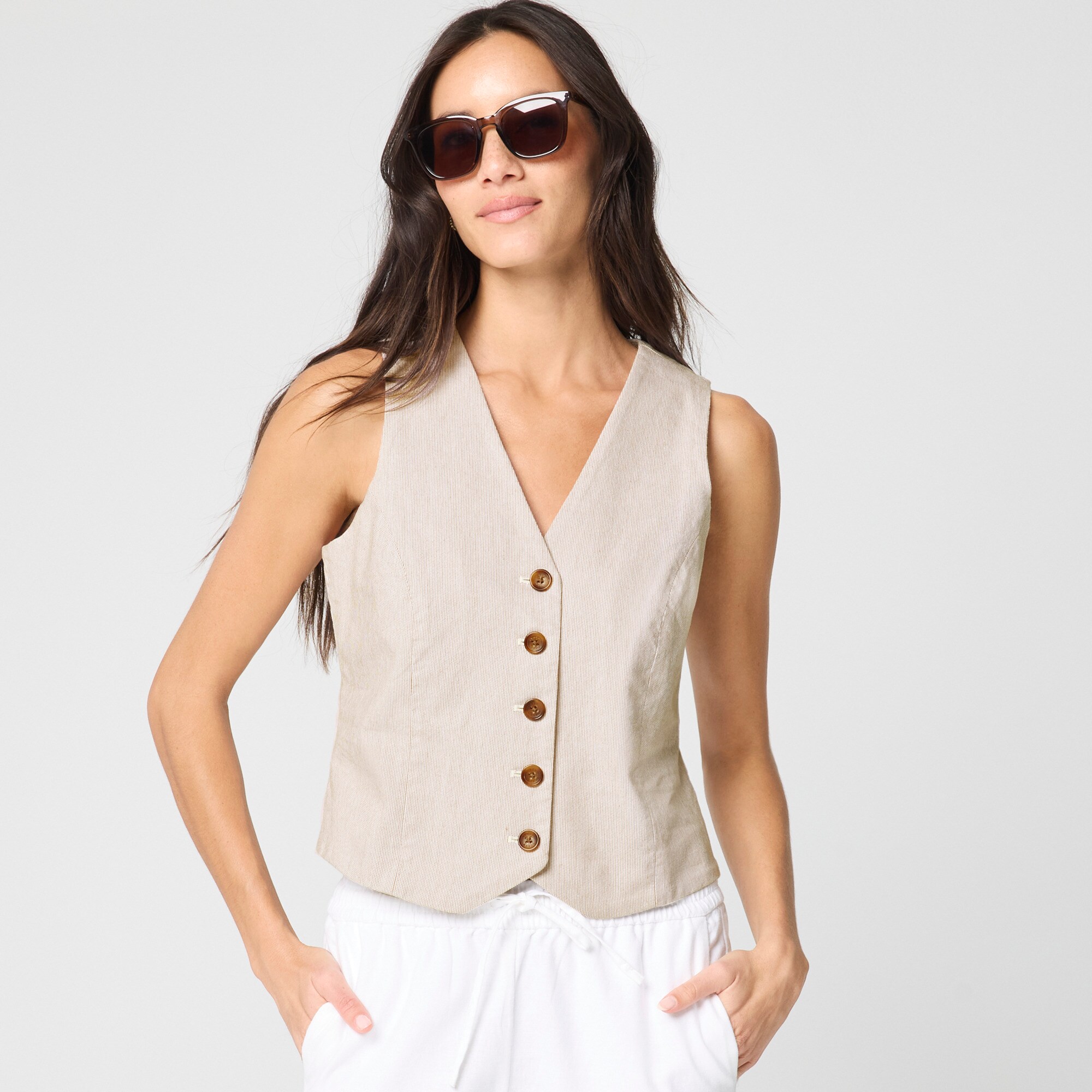 Striped button-front vest