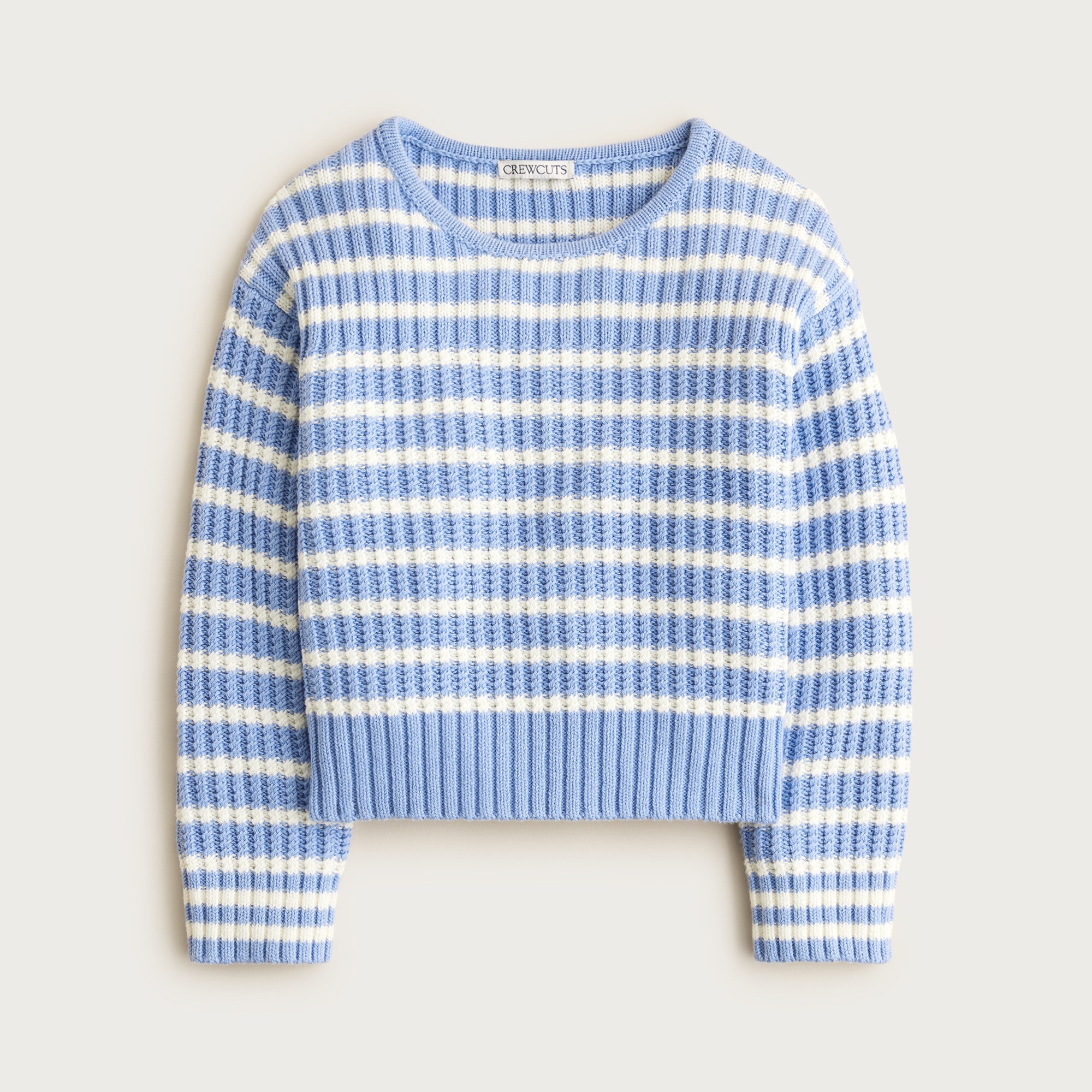 girls Ribbed cotton crewneck sweater in stripe