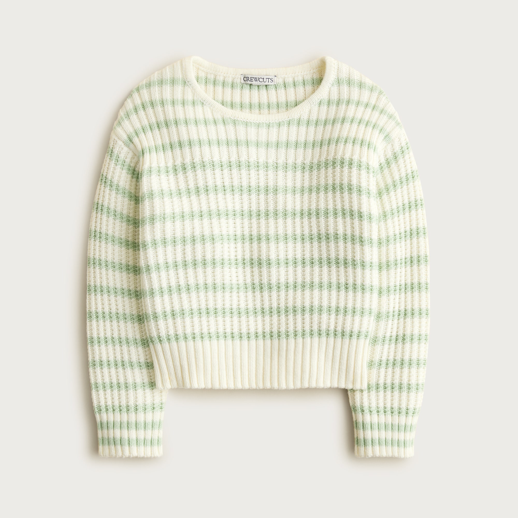 Ribbed cotton crewneck sweater in stripe