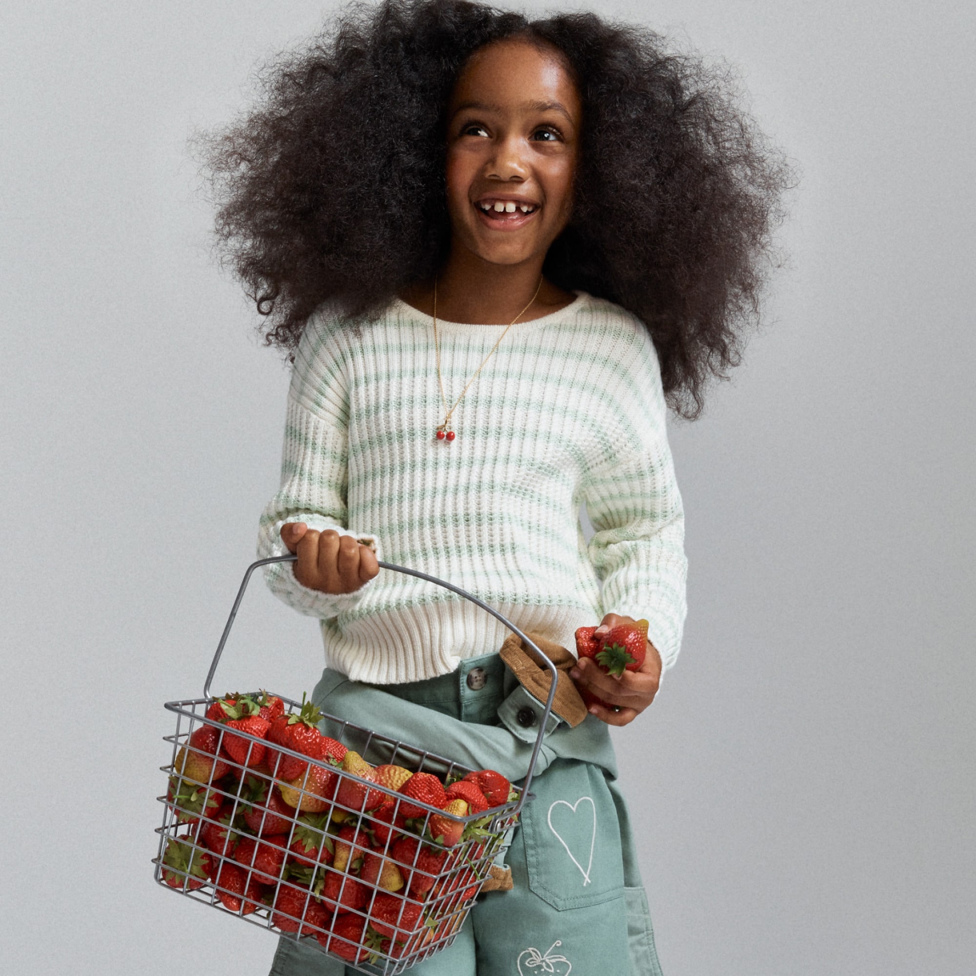 Ribbed cotton crewneck sweater in stripe
