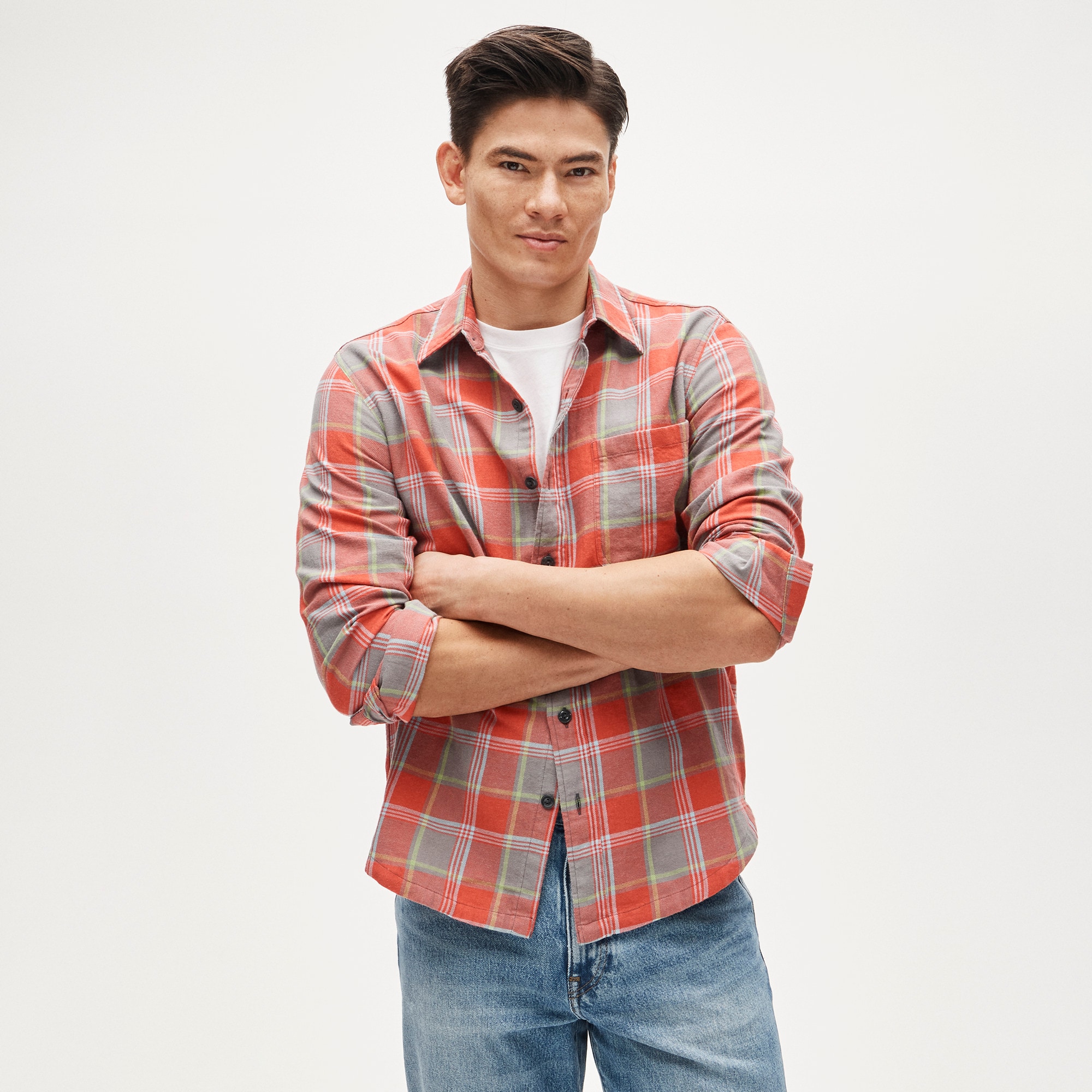 mens Cotton-hemp blend twill shirt