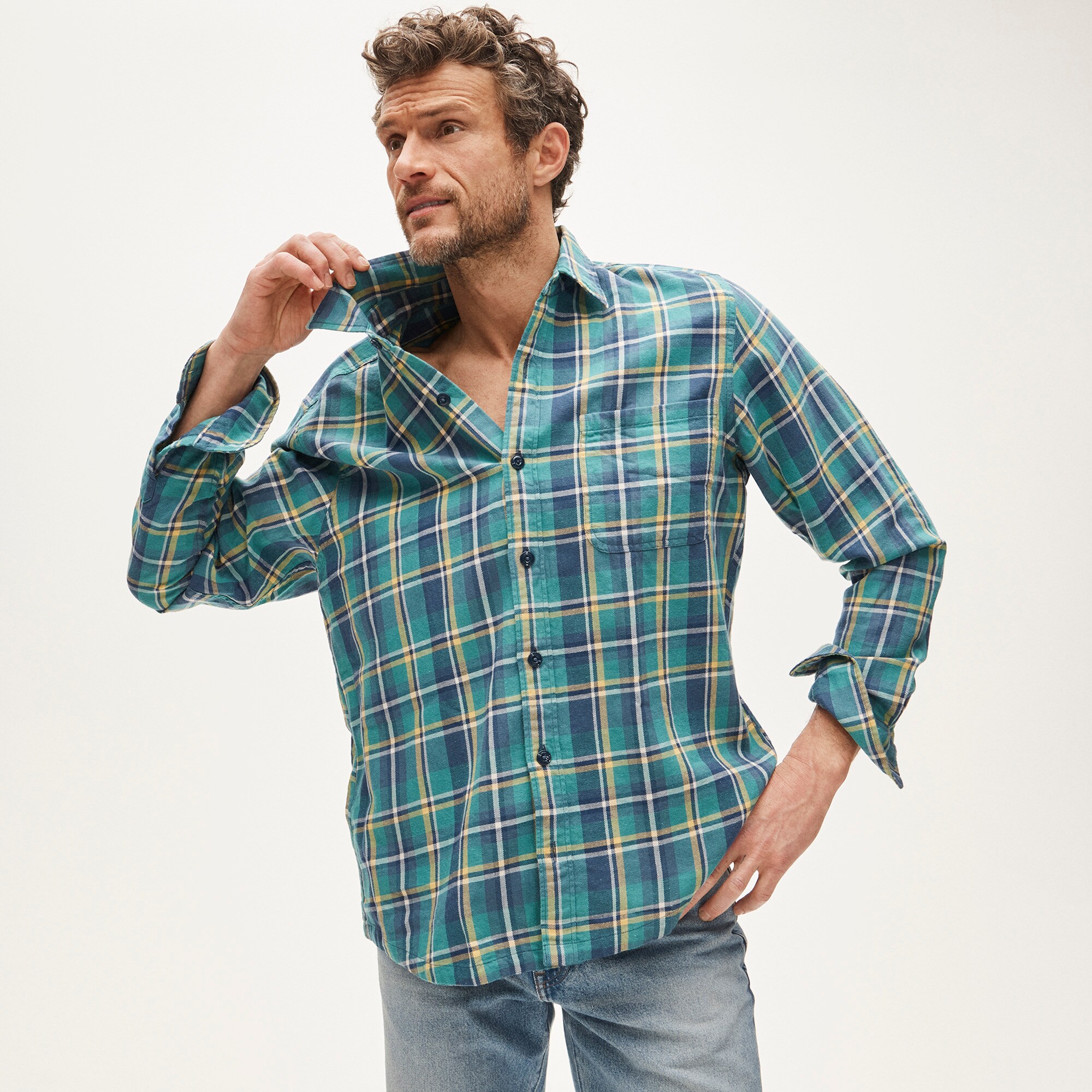 Cotton-hemp blend twill shirt