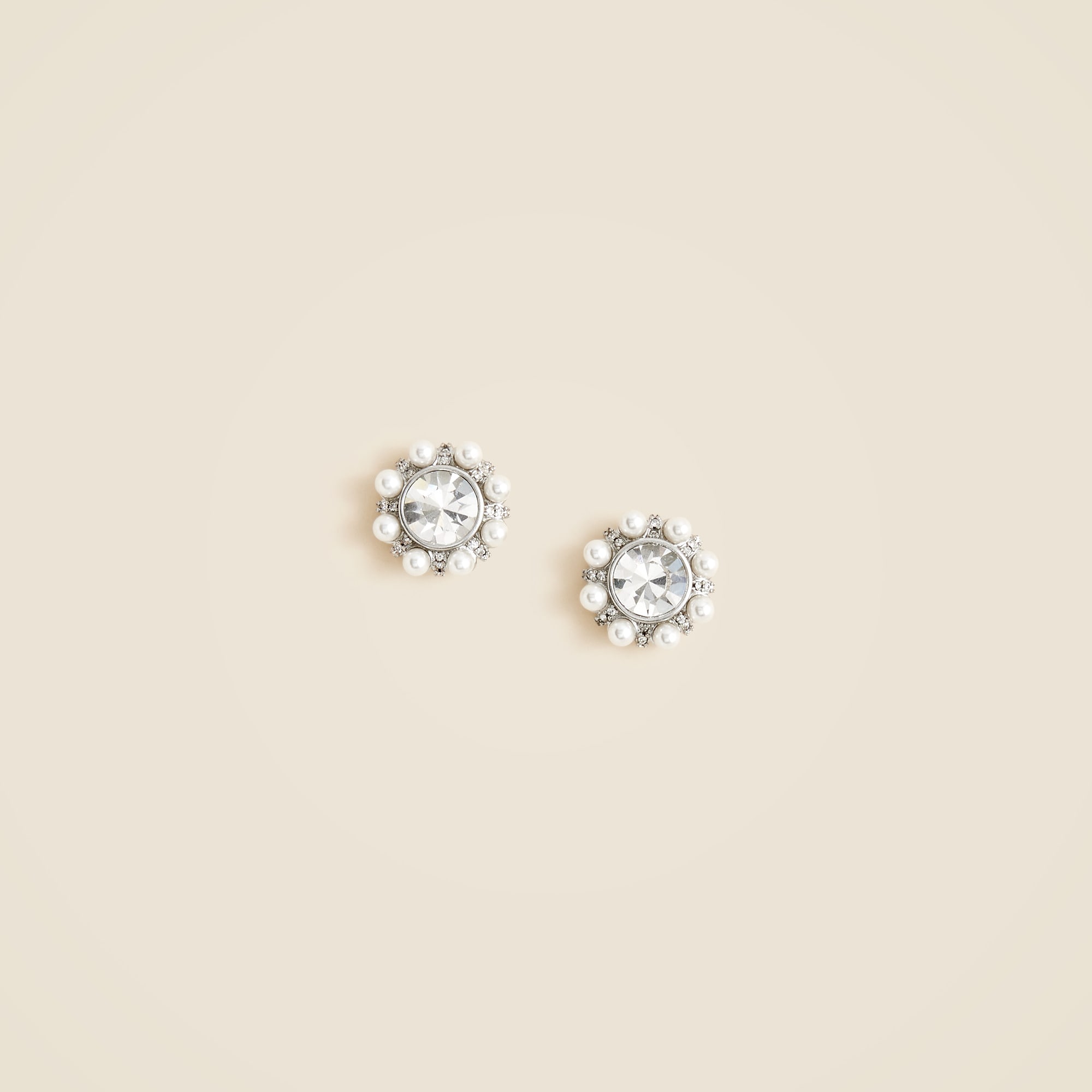  Crystal and pearl button earrings
