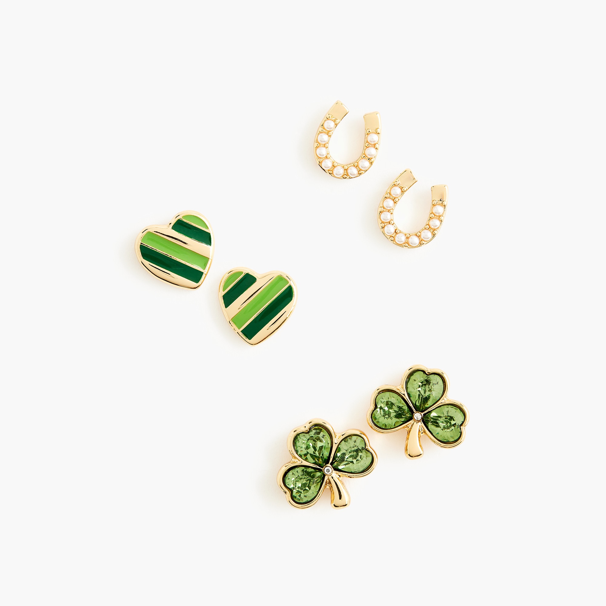 womens St. Patrick's Day stud earrings pack-of-three