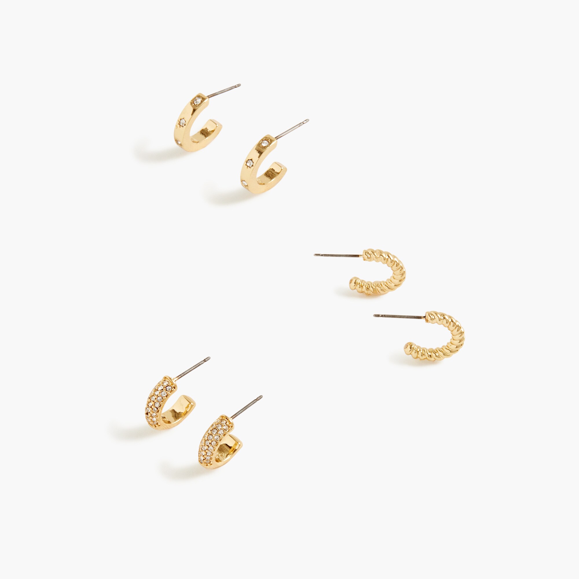 womens Pav&eacute; crystal huggie earrings set