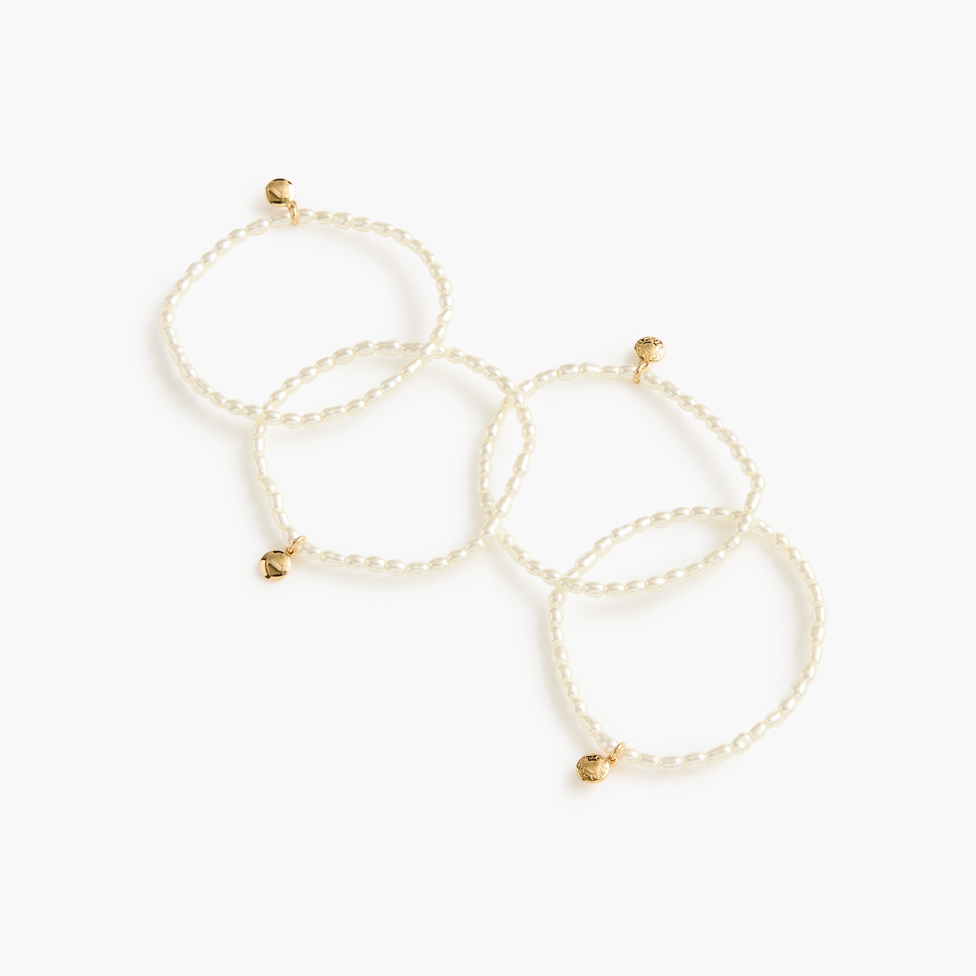 tiny pearl beaded stretch bracelets pack-of-four for women