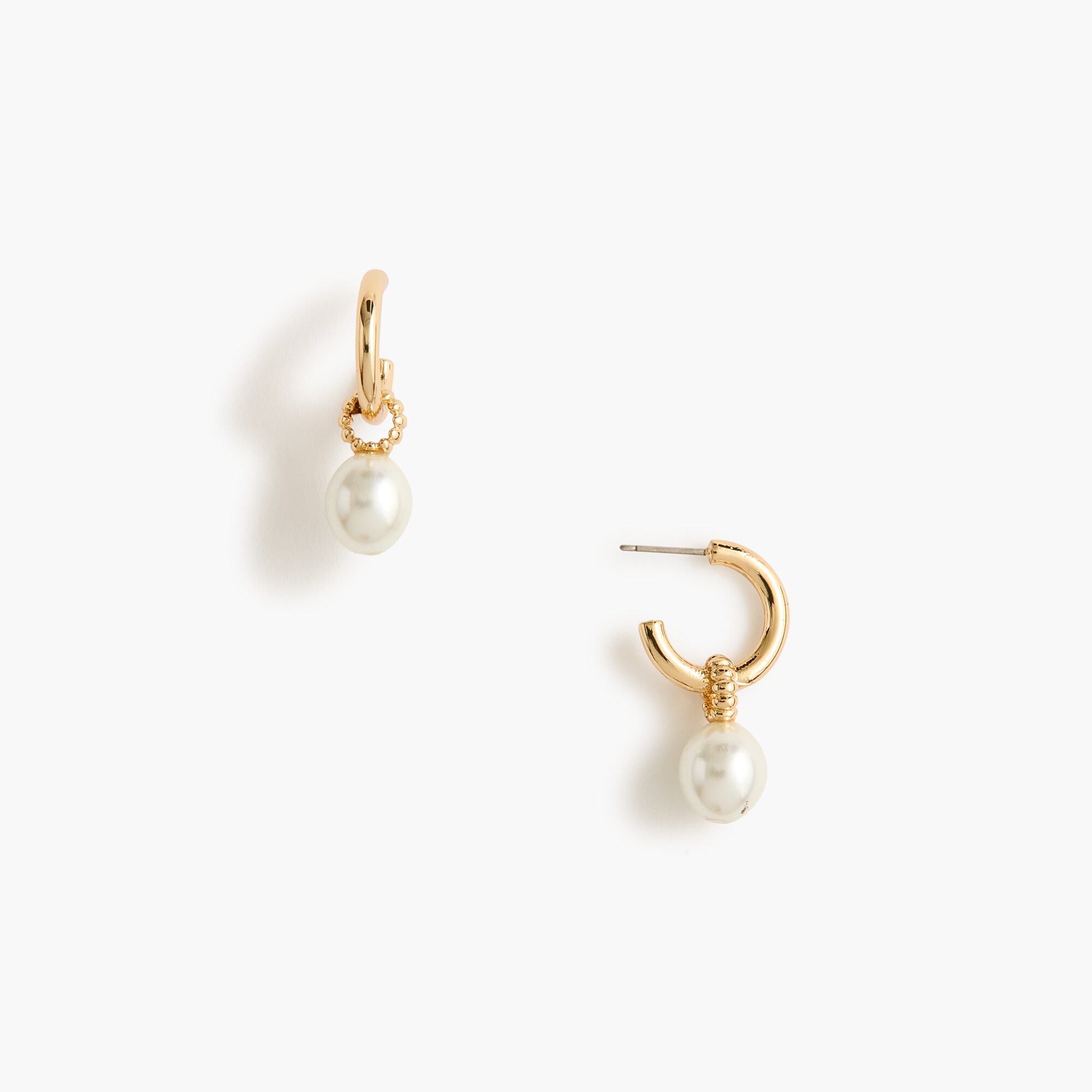 womens Pearl drop hoop earrings