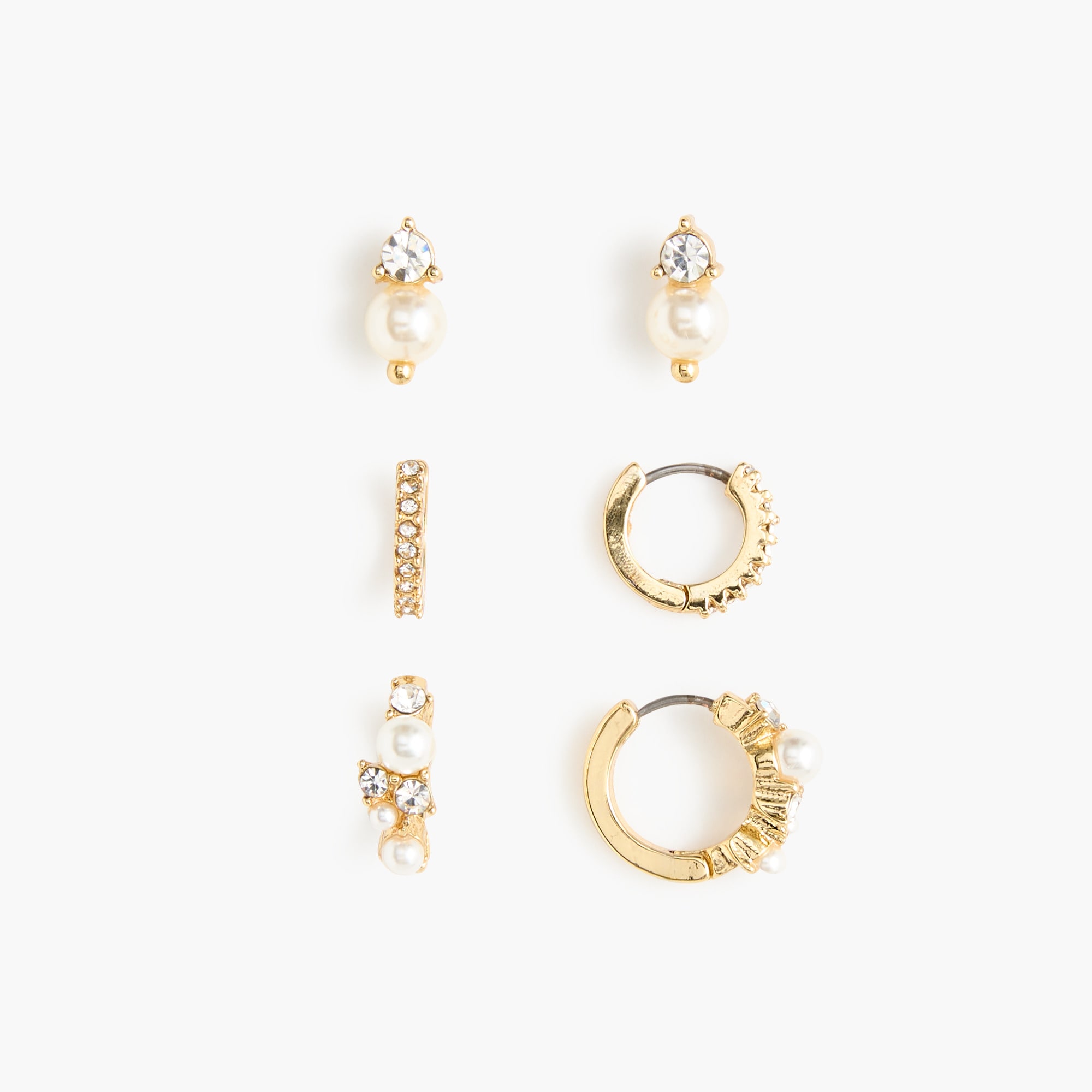 Pearl stud earrings set-of-three
