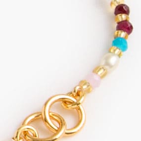 Tiny multicolored beaded necklace PINK TEAL MULTI