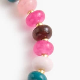 Oval beaded necklace PINK TEAL MULTI