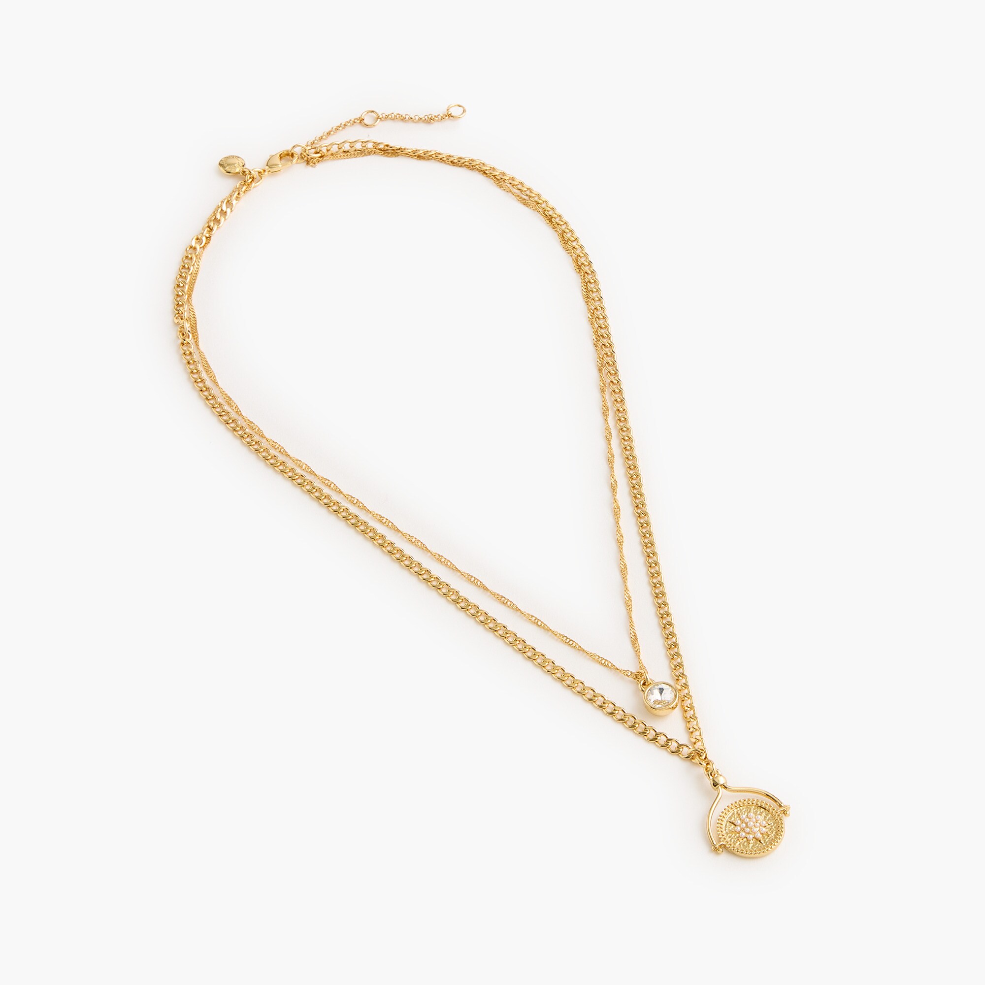 layered crystal charm necklace for women