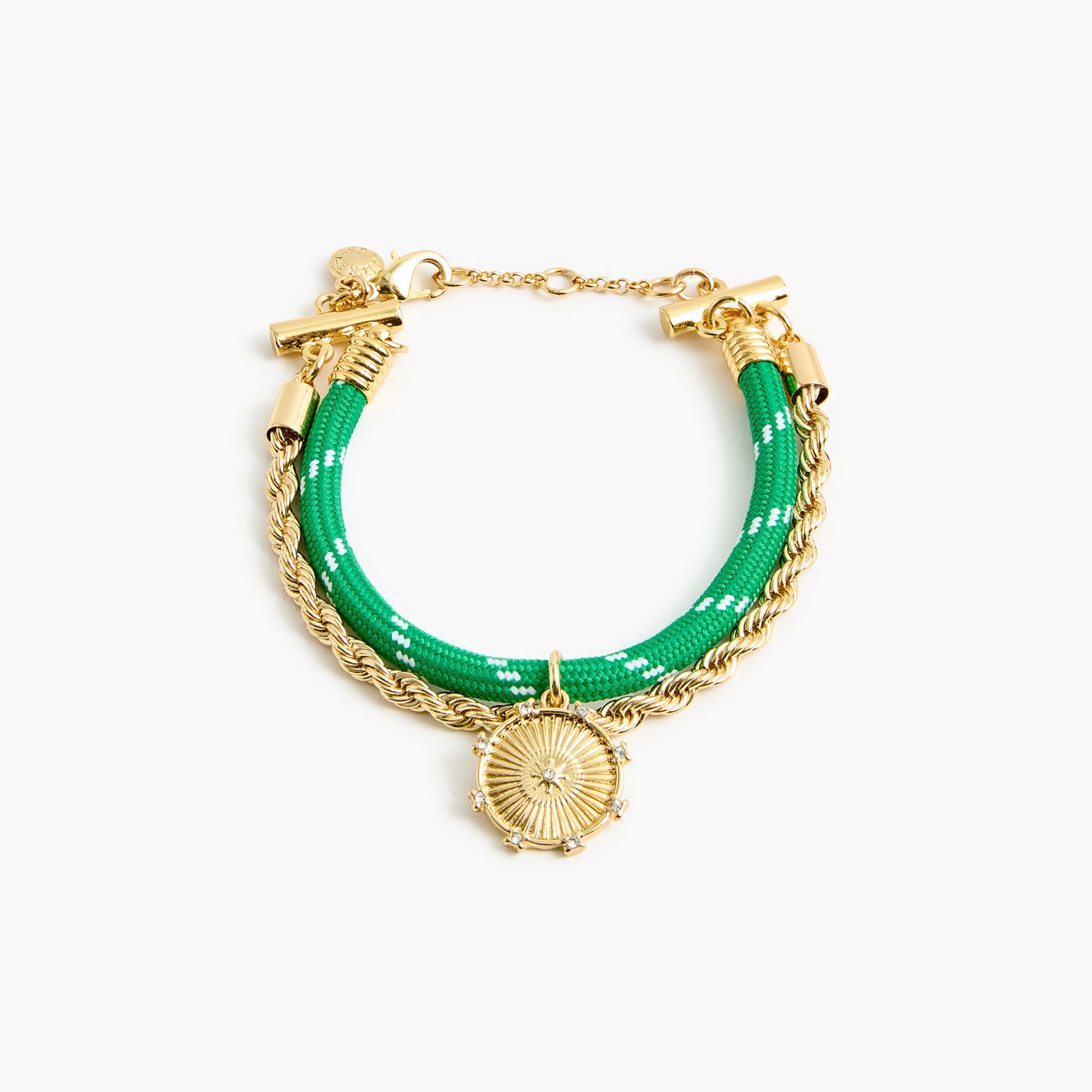 corded gold charm layering bracelet for women