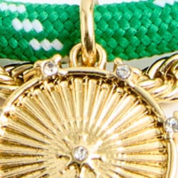 Corded gold charm layering bracelet EMERALD BERYL