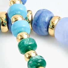 Oval beaded bracelets set-of-three BLUE MULTI
