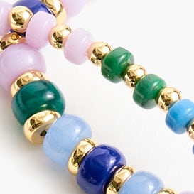 Oval beaded bracelets set-of-three BLUE GREEN MULTI