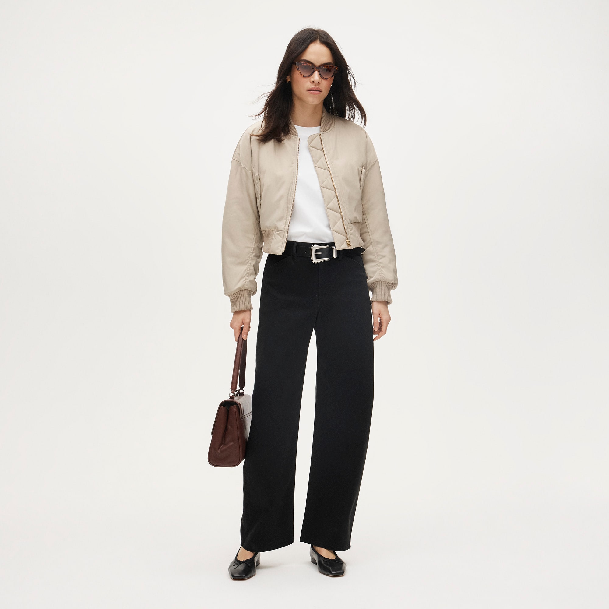 Petite Zoe barrel pant in chino - Black
