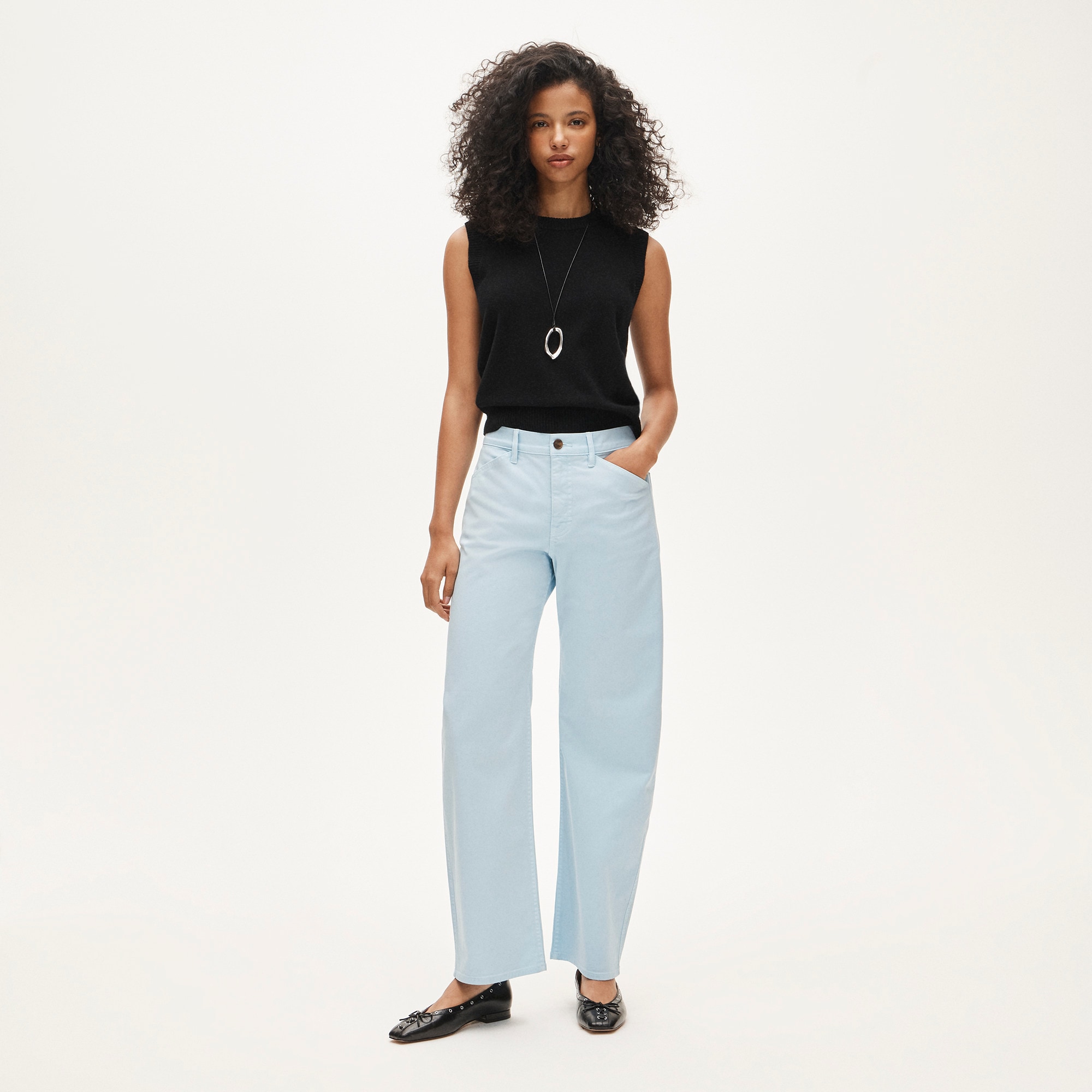 Petite Zoe barrel pant in chino - Blue