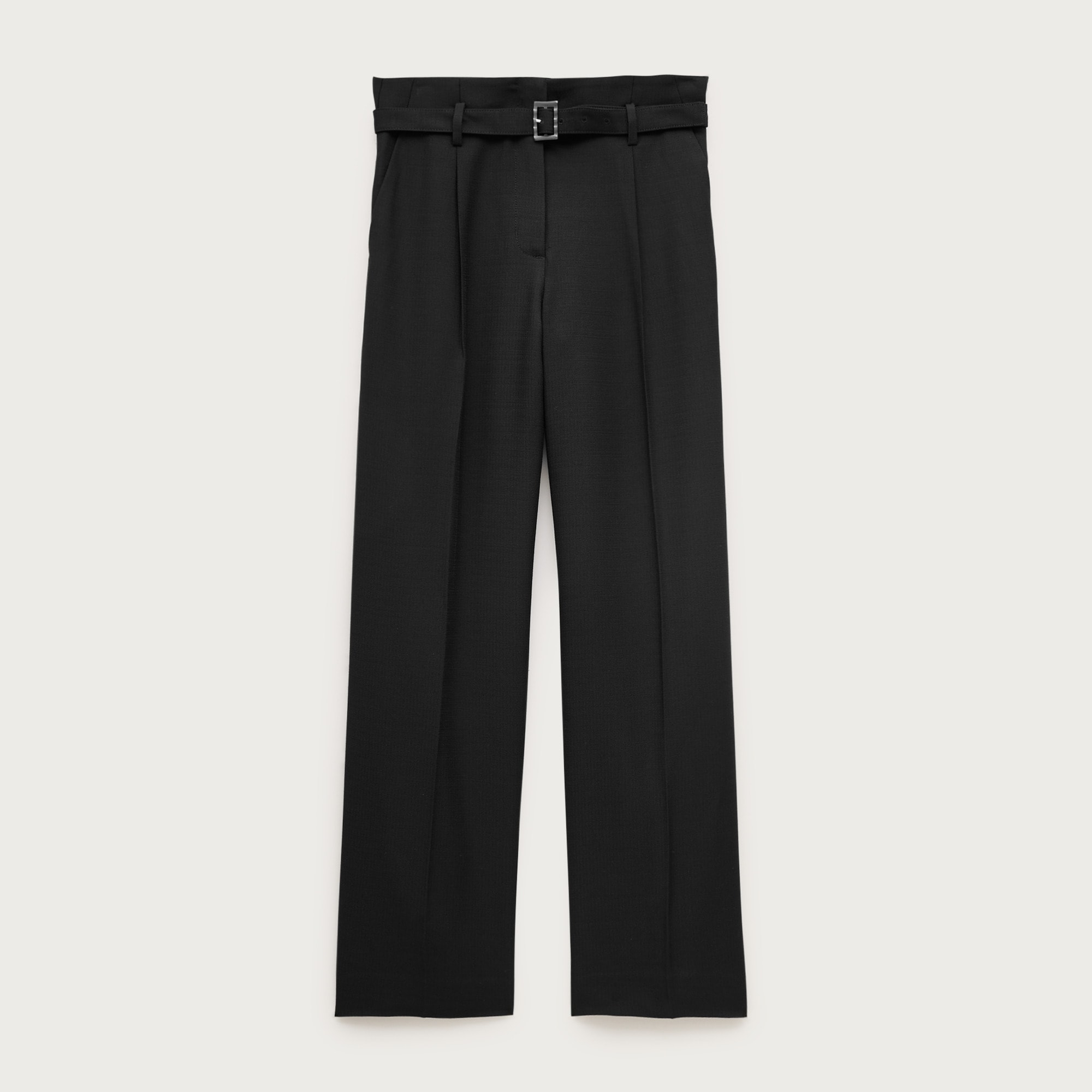 Petite wide-leg belted pant in luster canvas - Black