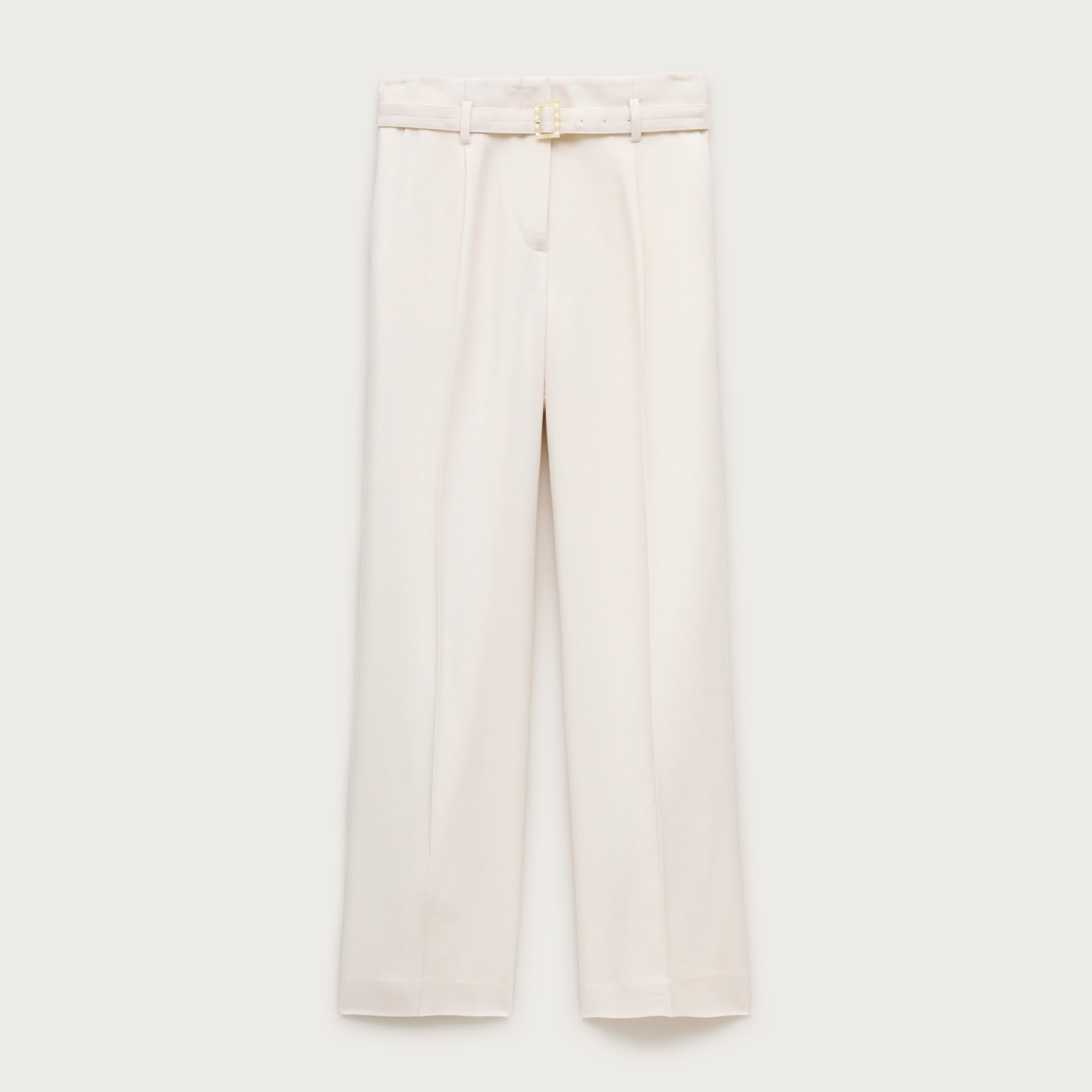 Wide-leg belted pant in luster canvas