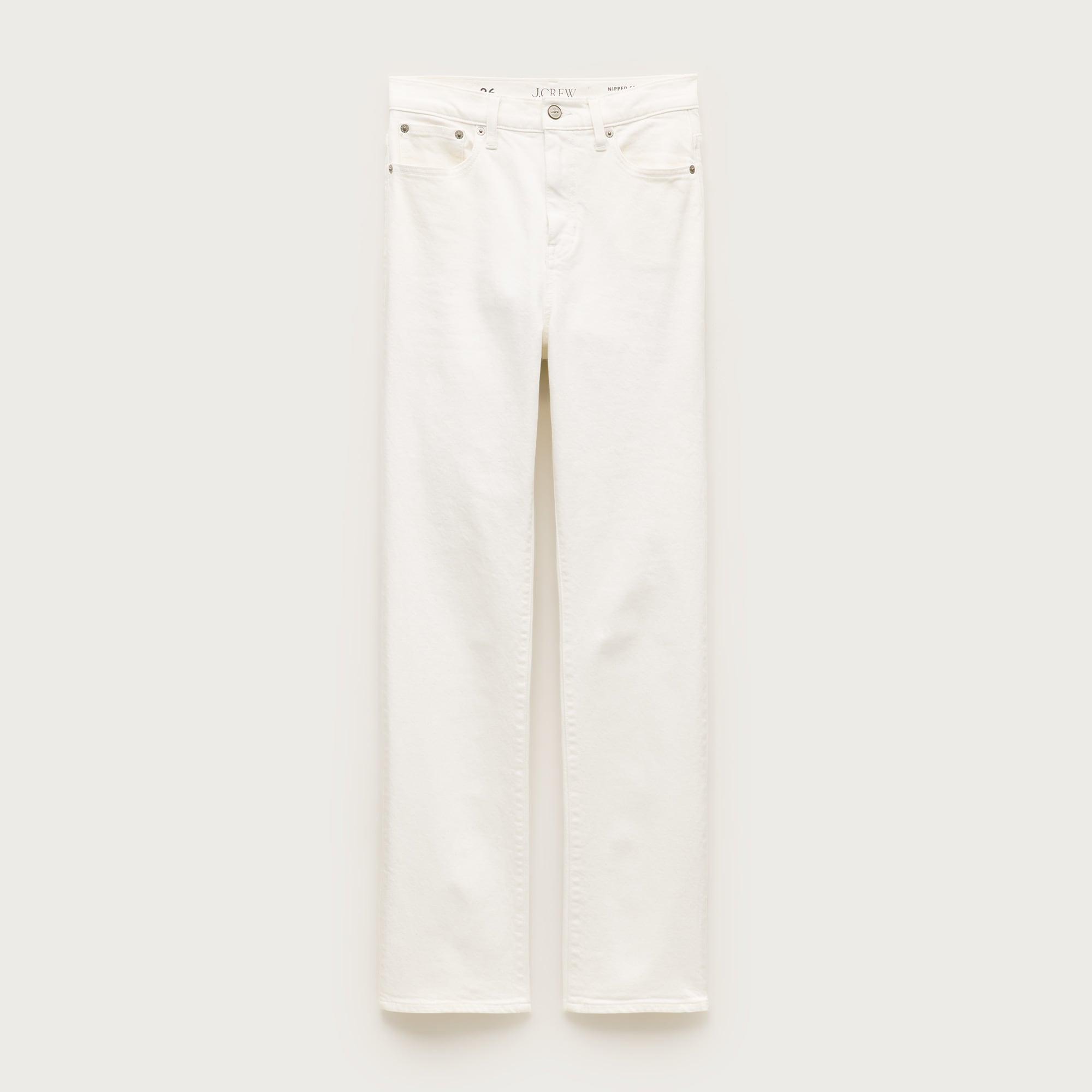 Nipped straight jean in stretch