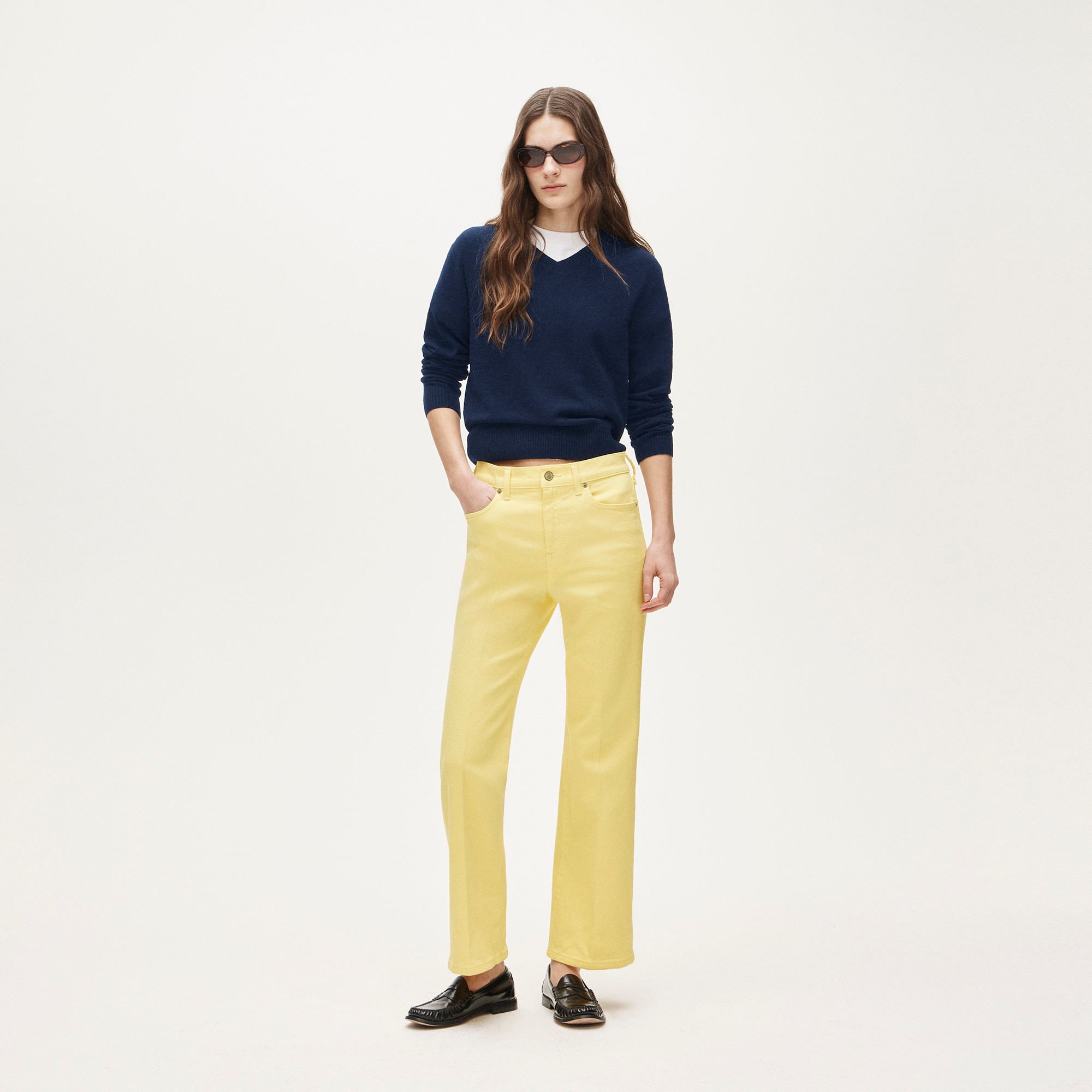 Petite garment-dyed Charley kickout cropped jean - Yellow