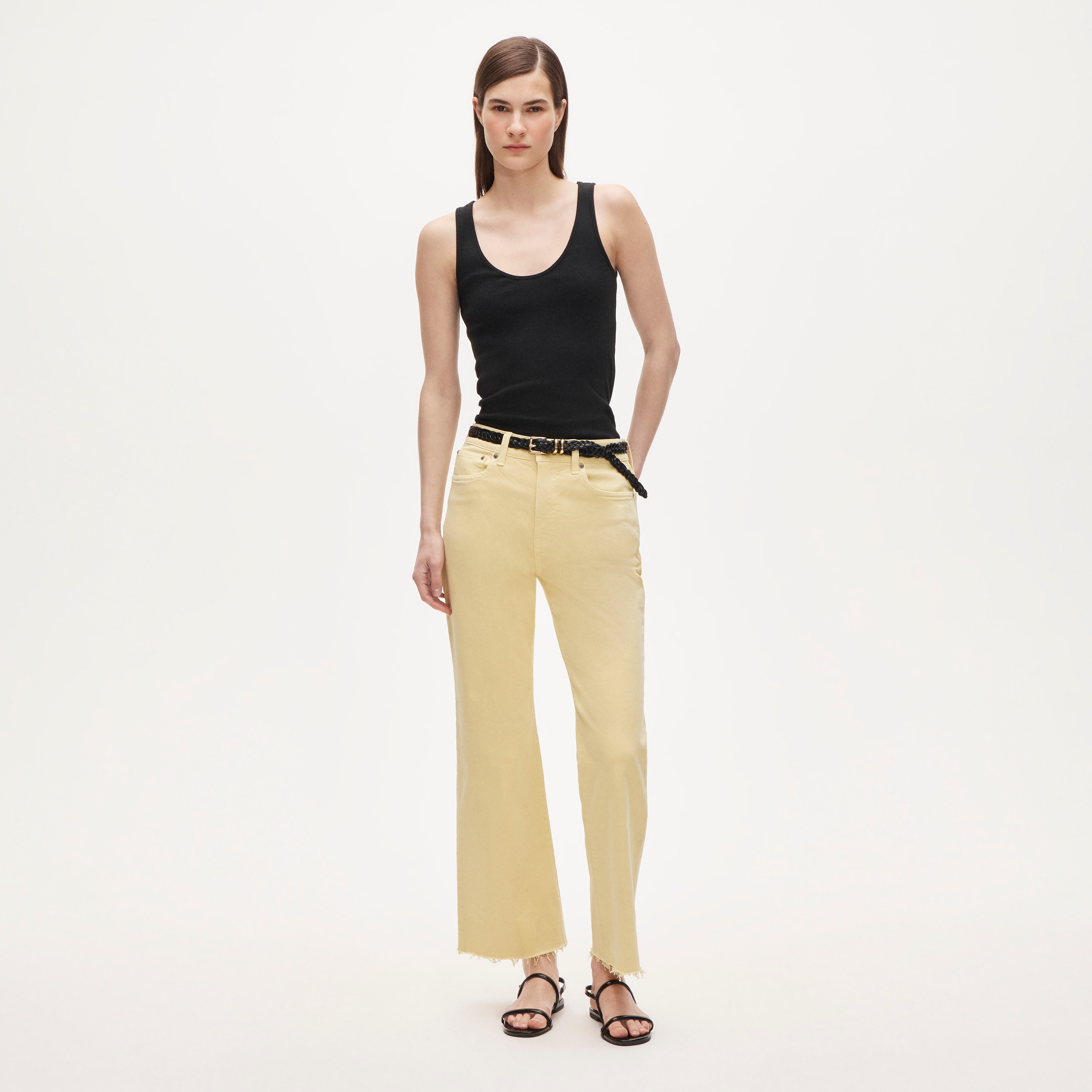 Garment-dyed Charley kickout cropped jean