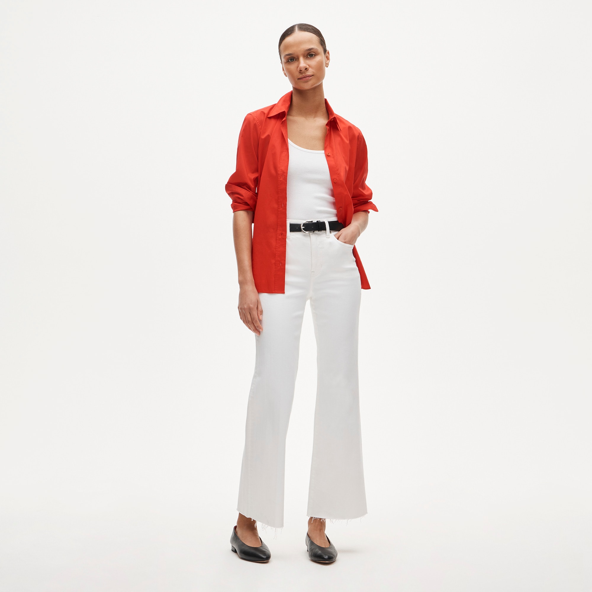 Petite Charley kickout cropped jean in super-stretch - White