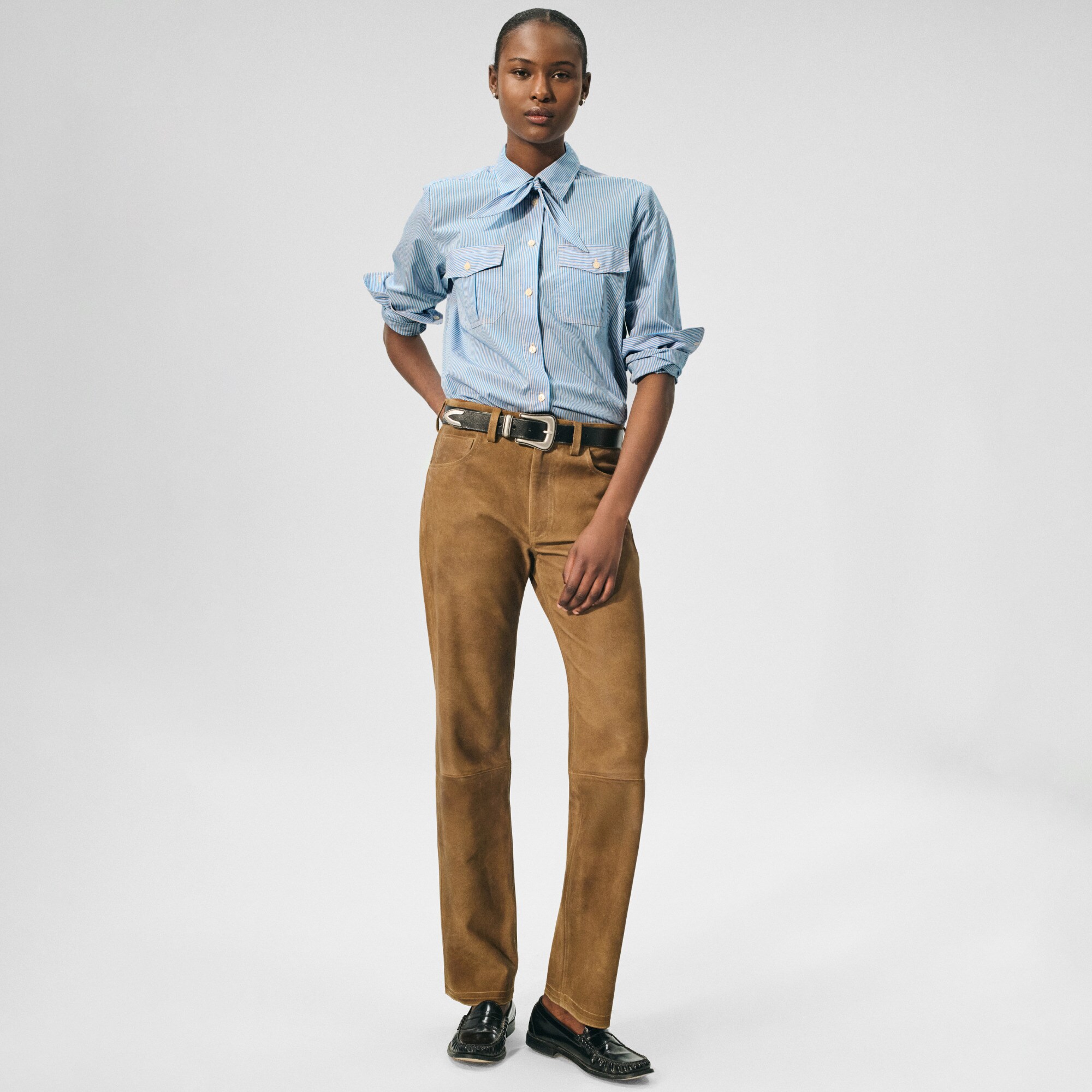 Western straight pant in leather