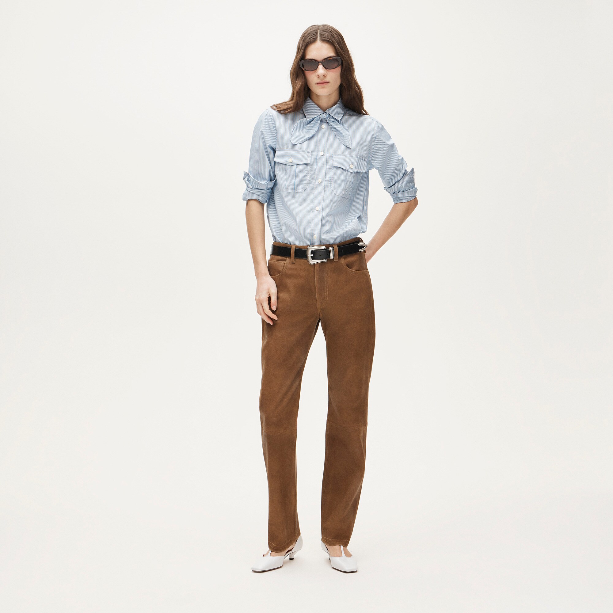Western straight pant in leather