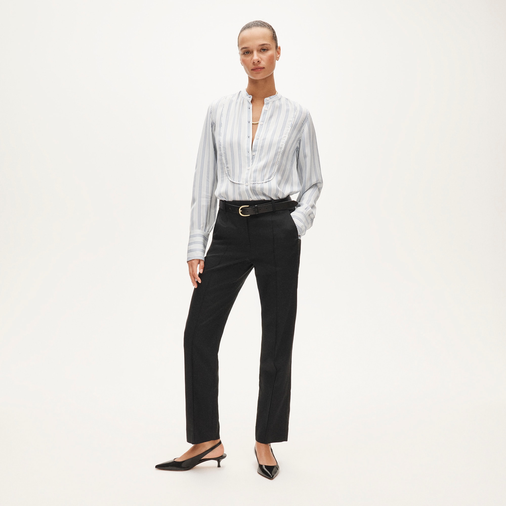 Petite Stella pant in Gramercy linen blend - Black