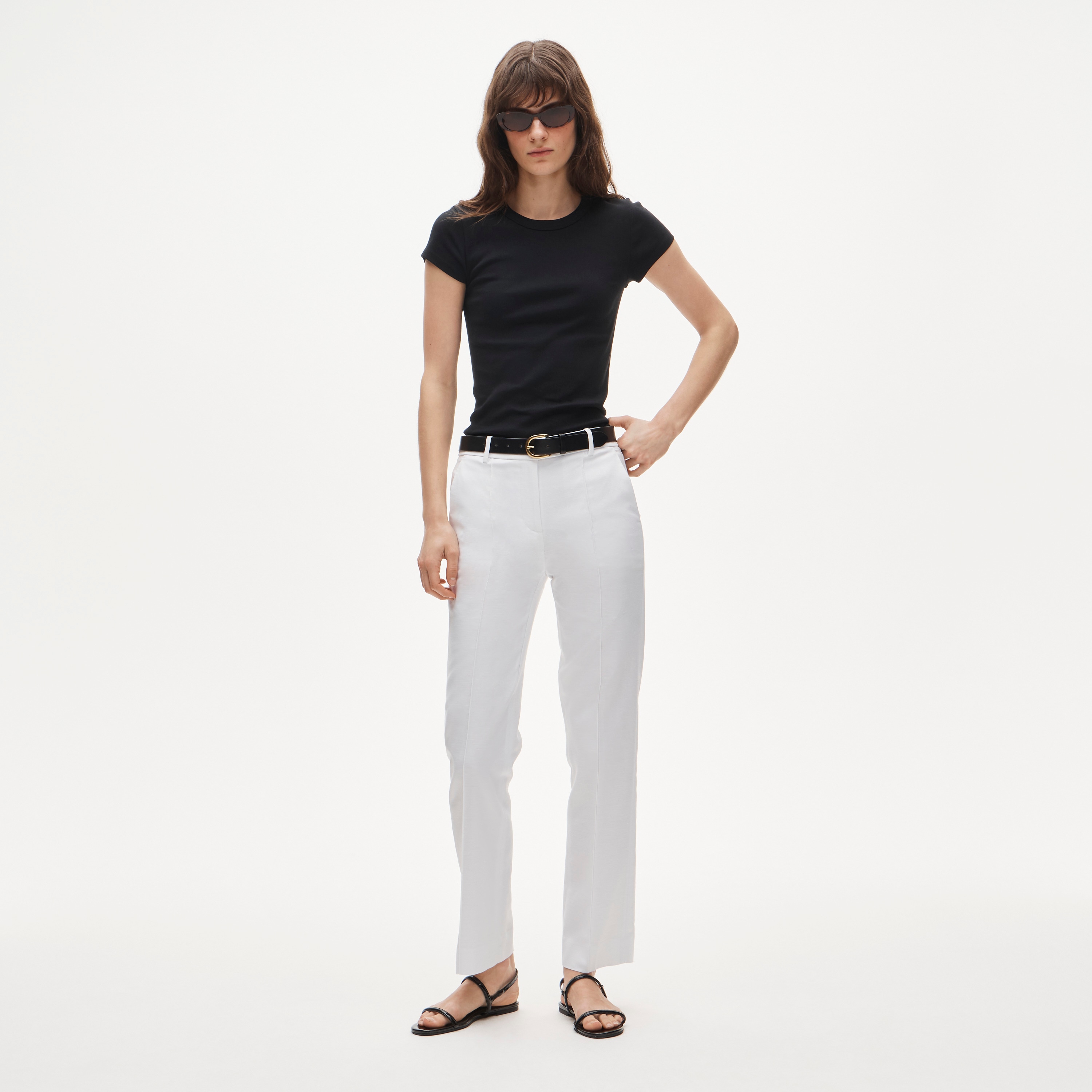 Petite Stella pant in Gramercy linen blend - White