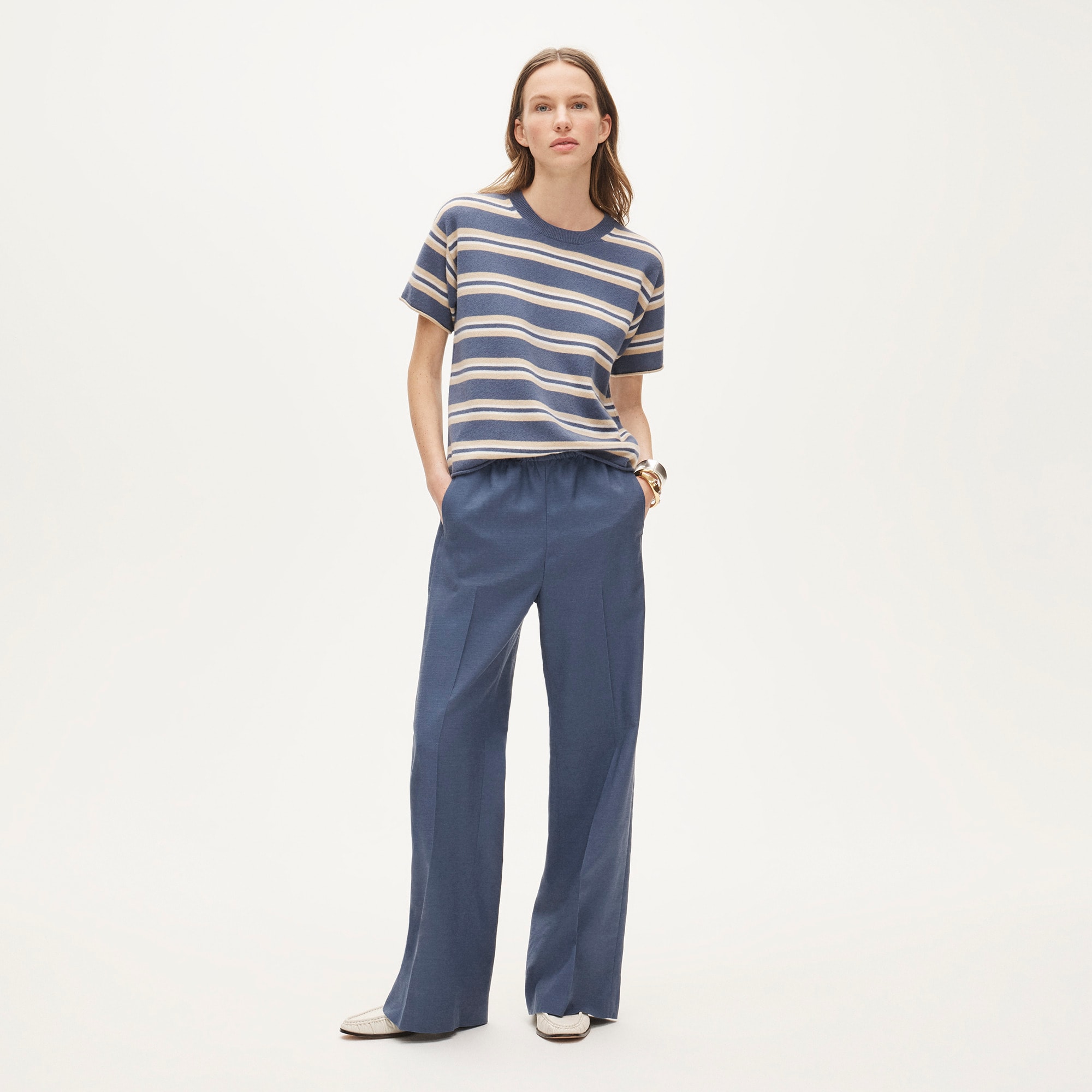 Petite Cosmo pant in Gramercy linen blend - Blue