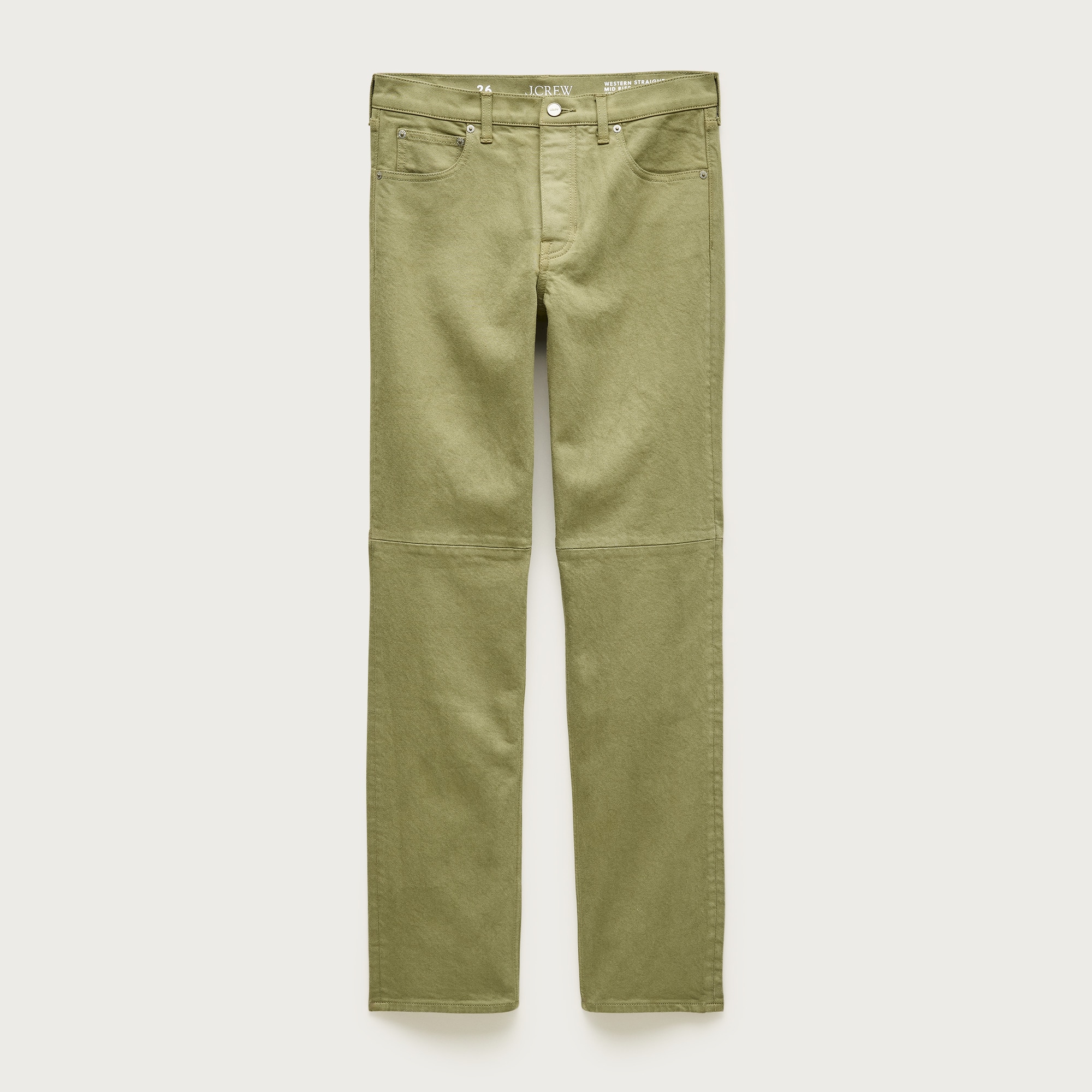 Garment-dyed western straight jean