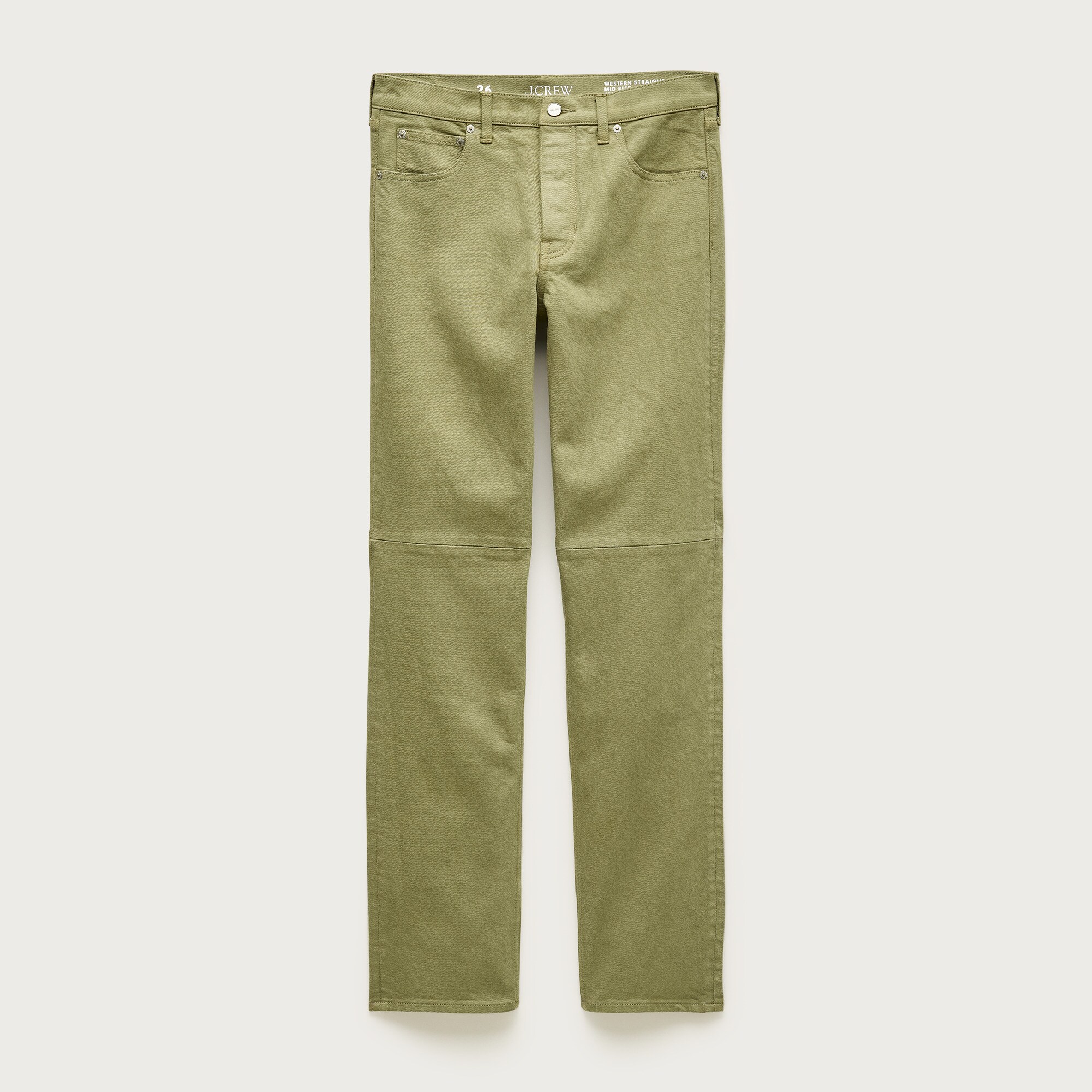  Garment-dyed western straight jean