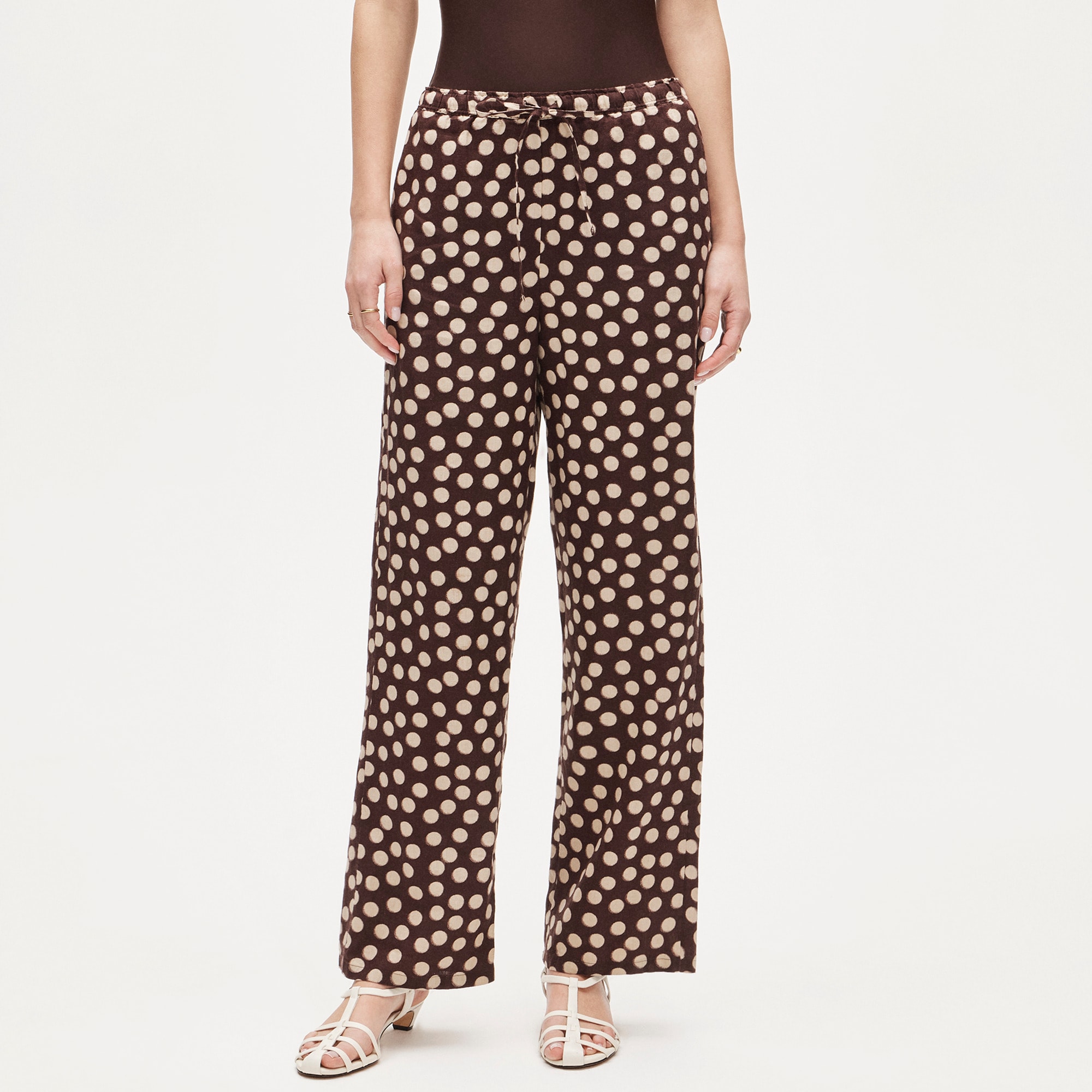 Soleil pant in dot-print linen - image 3