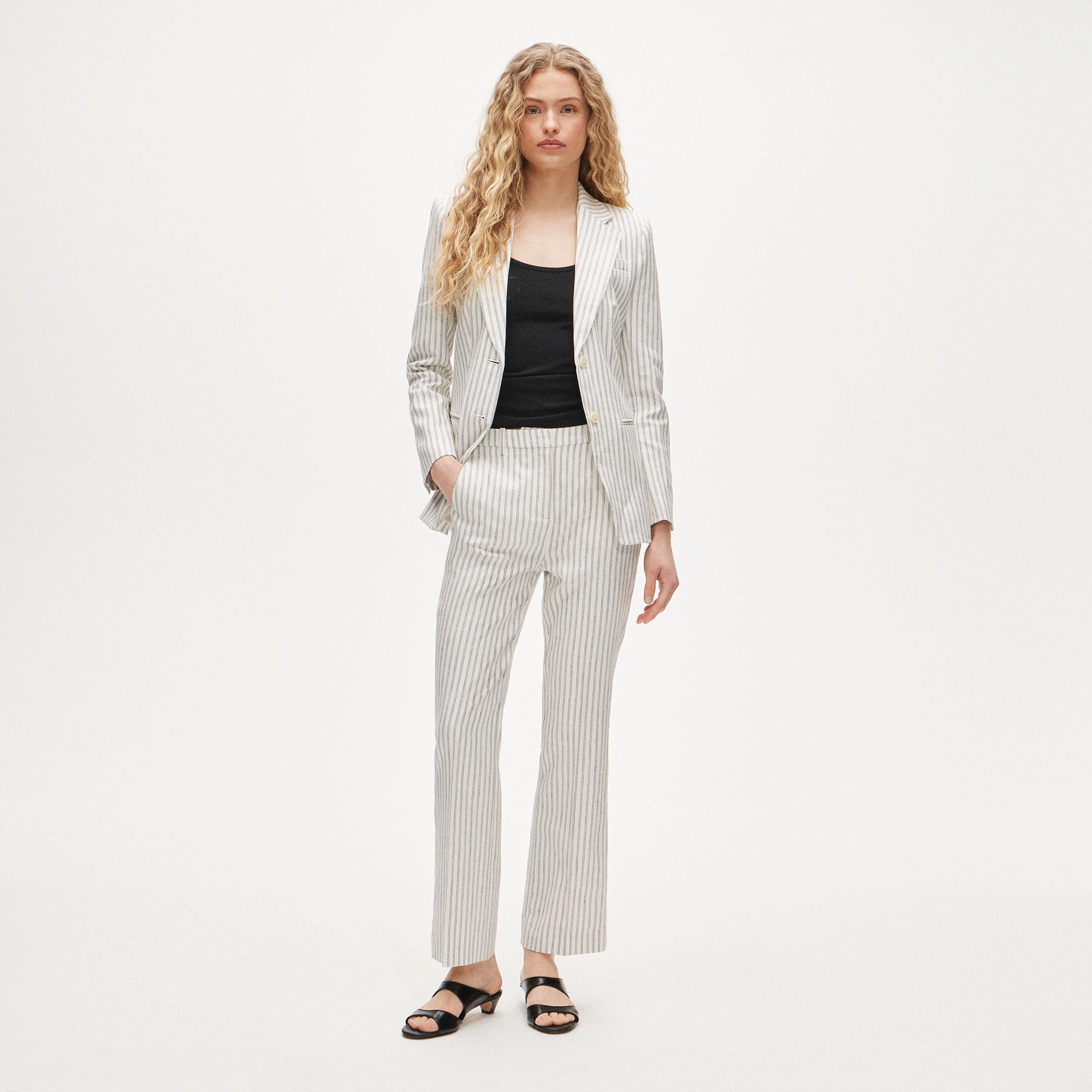 Kaya pant in striped stretch linen blend - image 2
