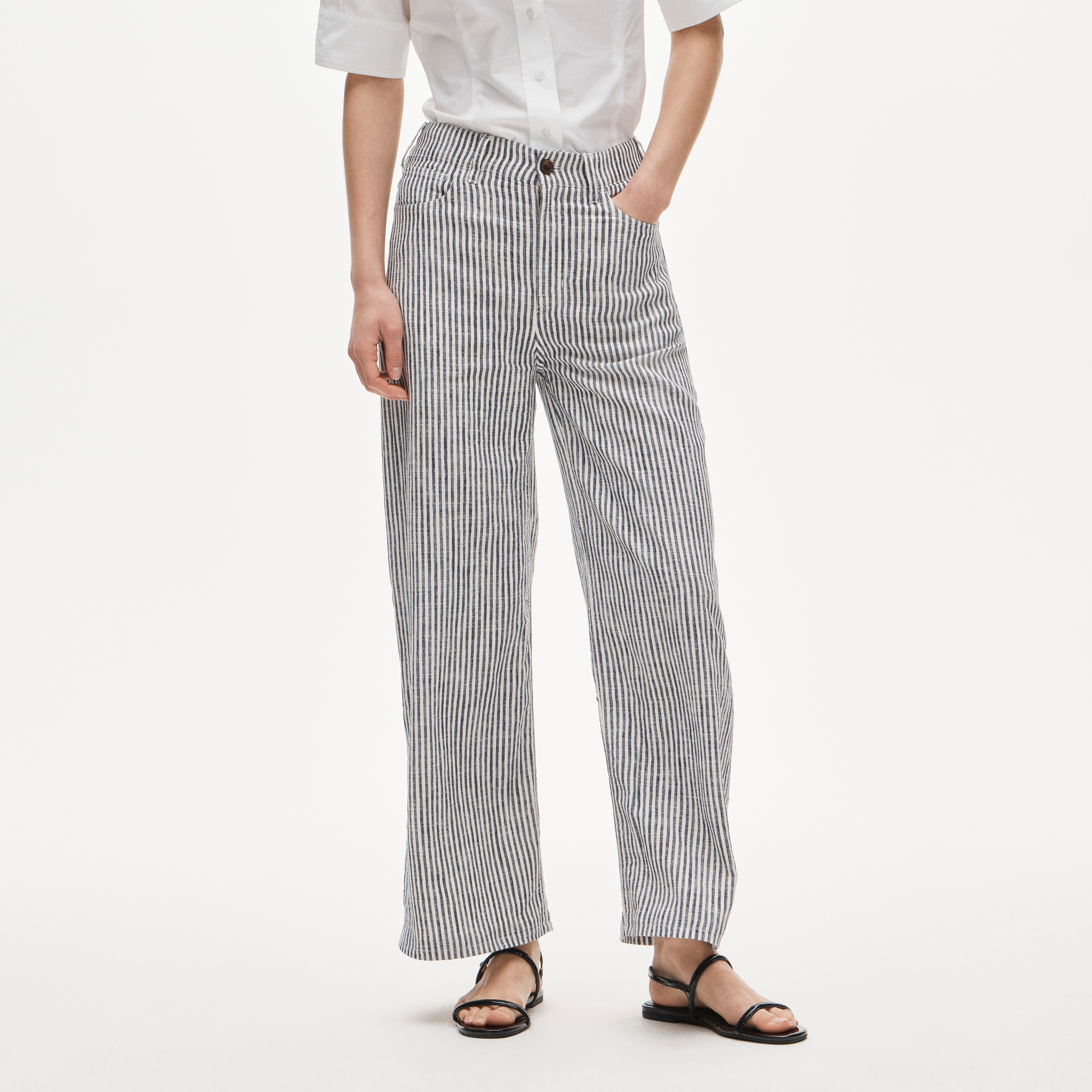 Five-pocket pant in striped stretch linen blend - image 3