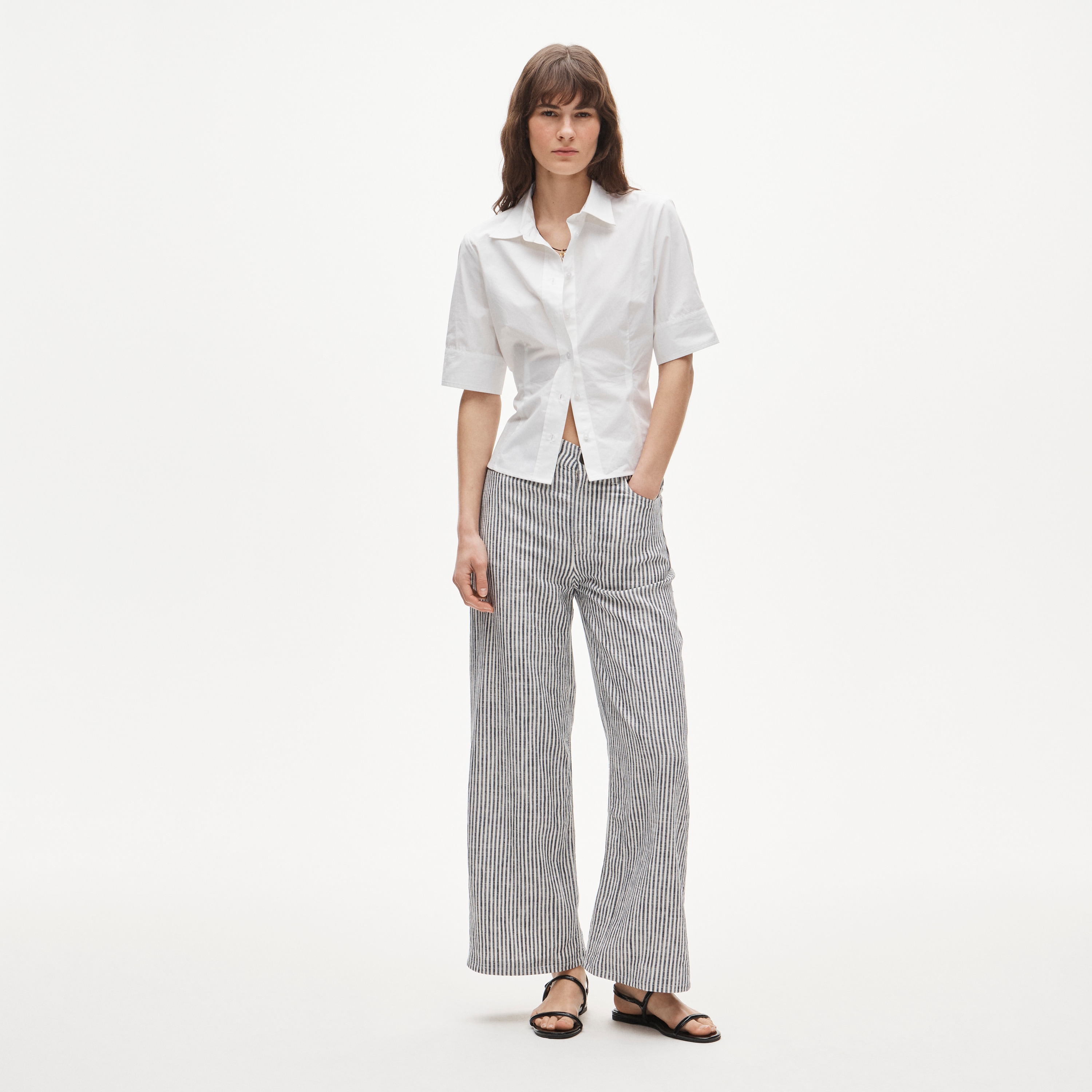 Five-pocket pant in striped stretch linen blend - image 2