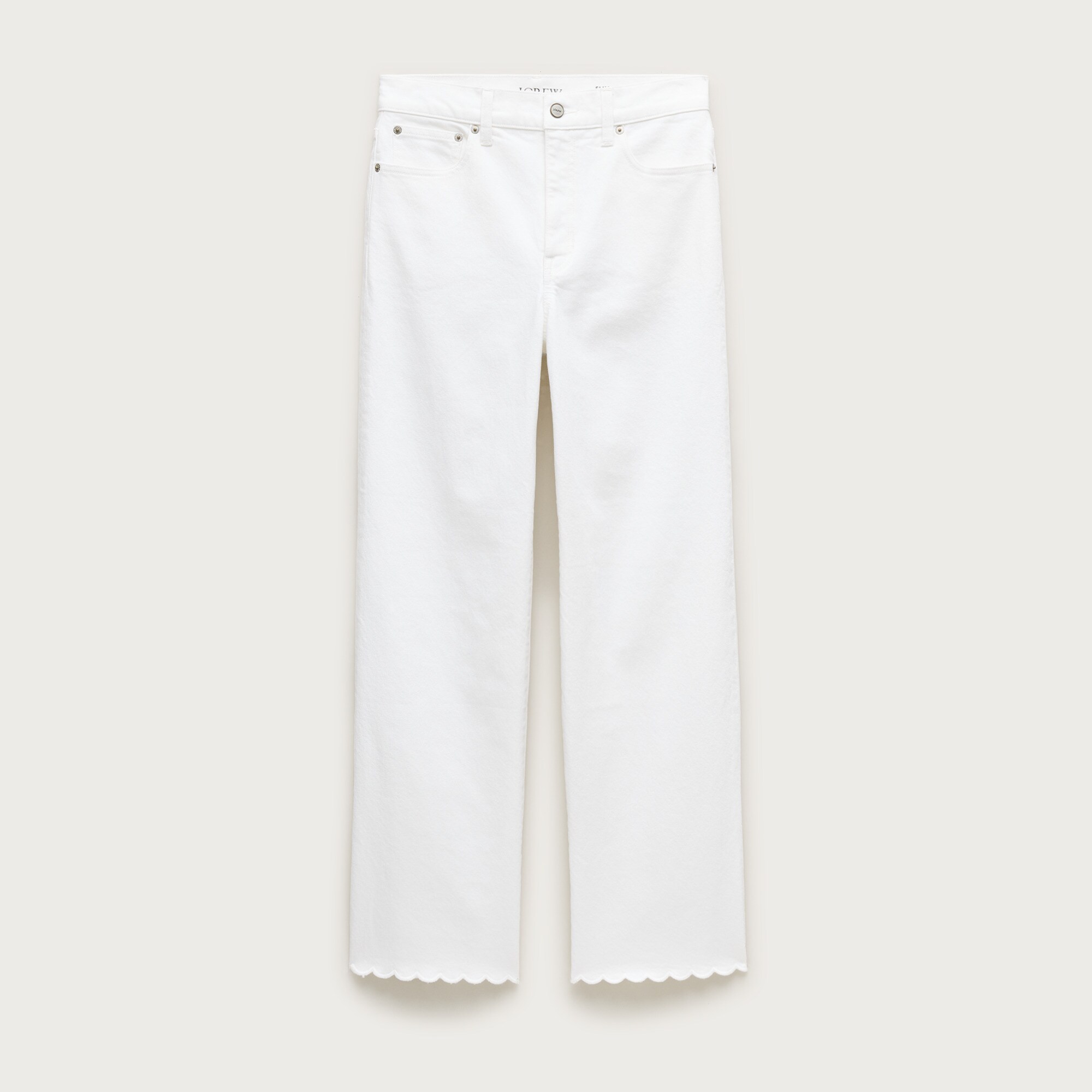 Scallop-trim slim-wide jean